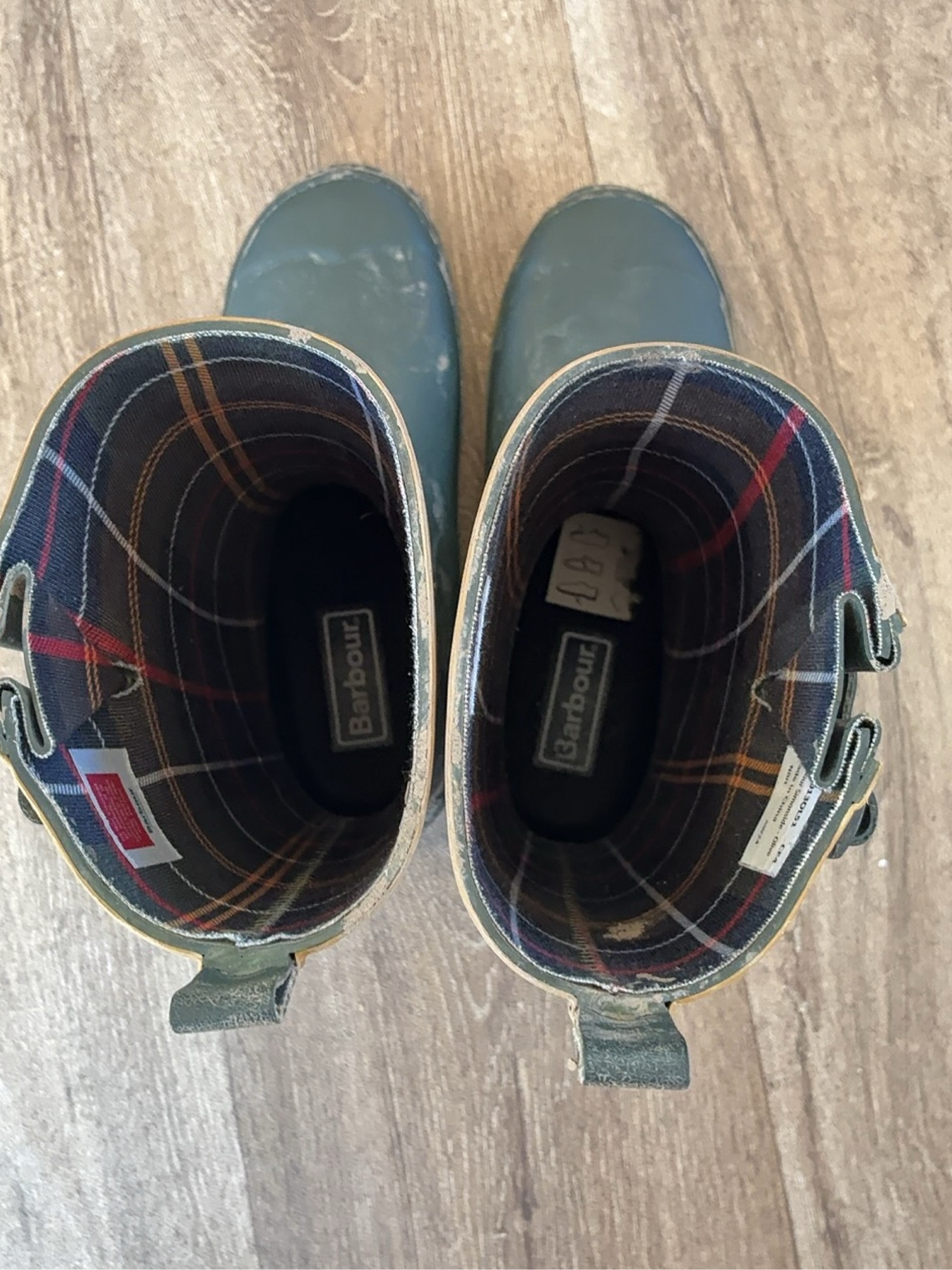 Barbour Green Wellington Boots Kids' Size 4 Waterproof image 3