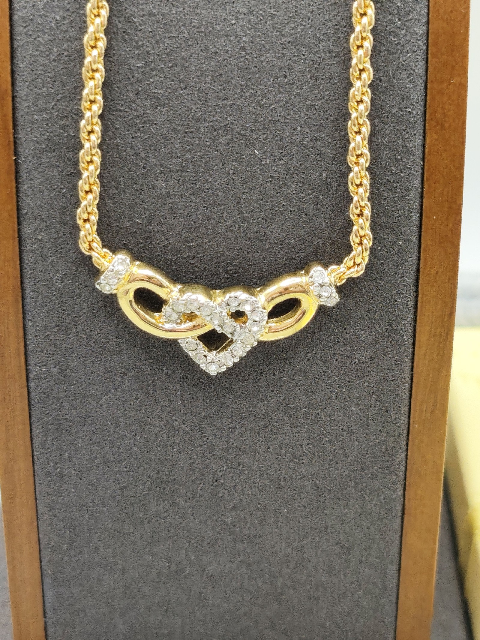 Courrèges Unisex Gold Tone & Crystal Heart Necklace Other image 2