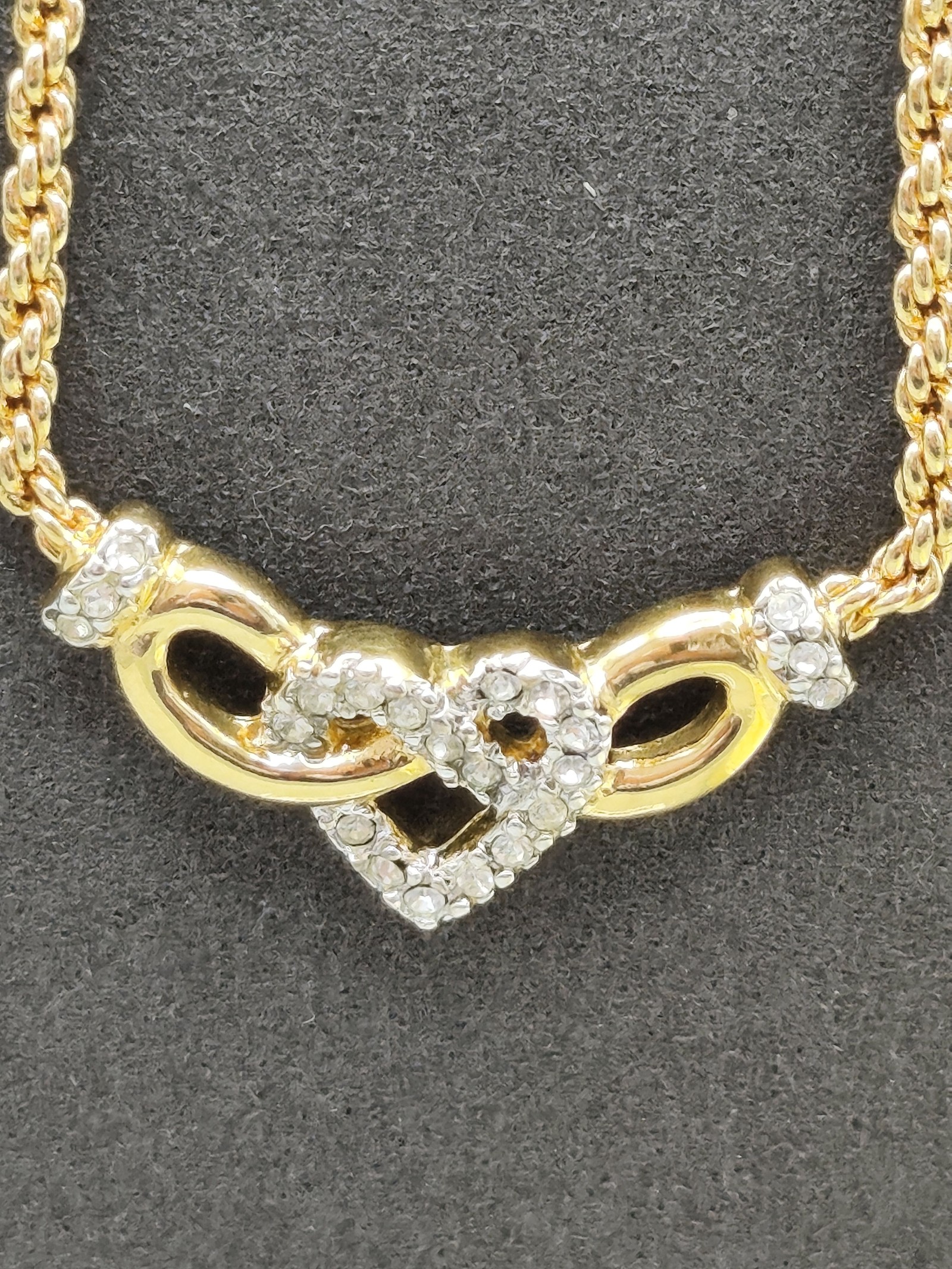 Courrèges Unisex Gold Tone & Crystal Heart Necklace Other image 3
