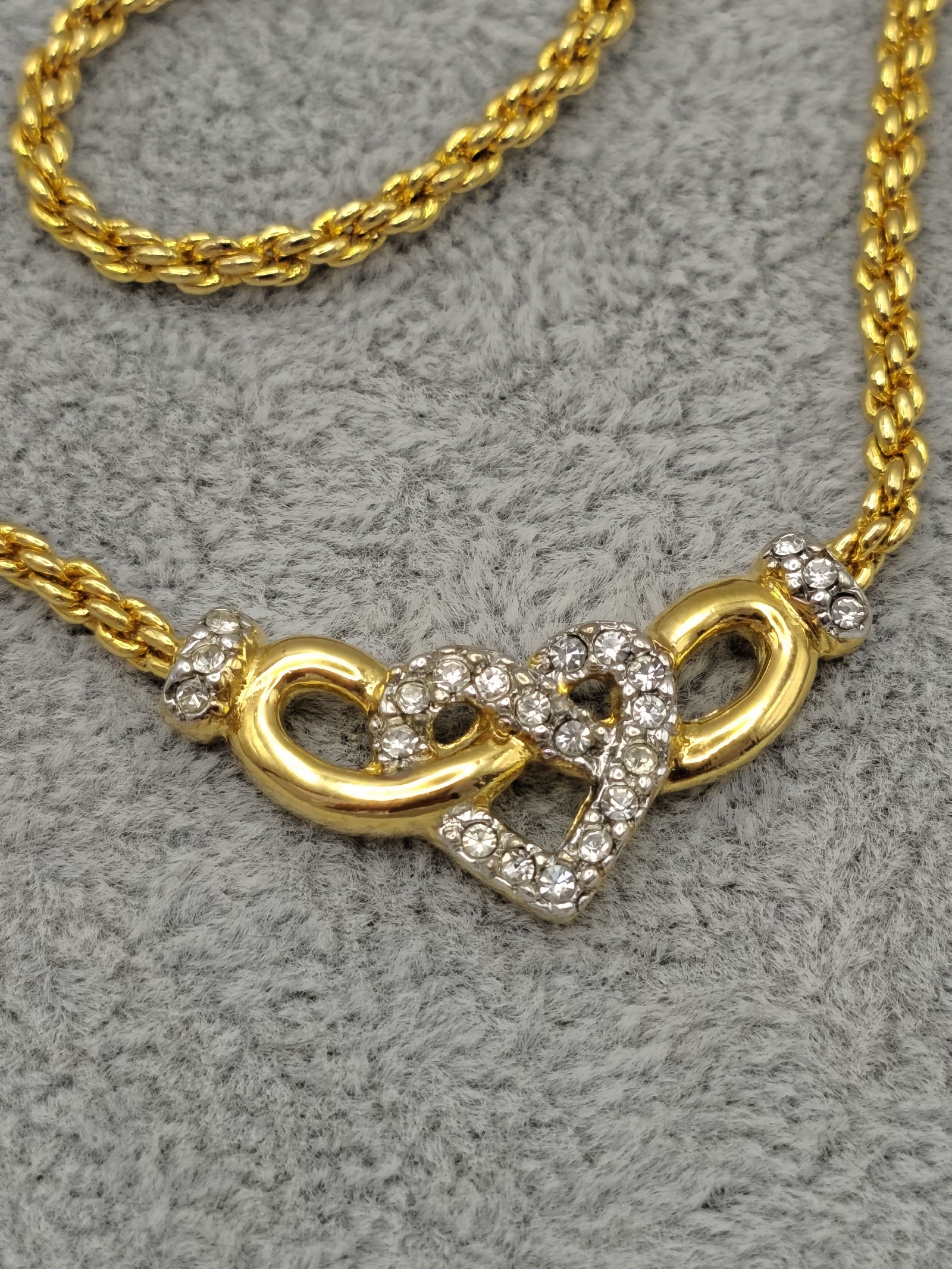 Courrèges Unisex Gold Tone & Crystal Heart Necklace Other image 8