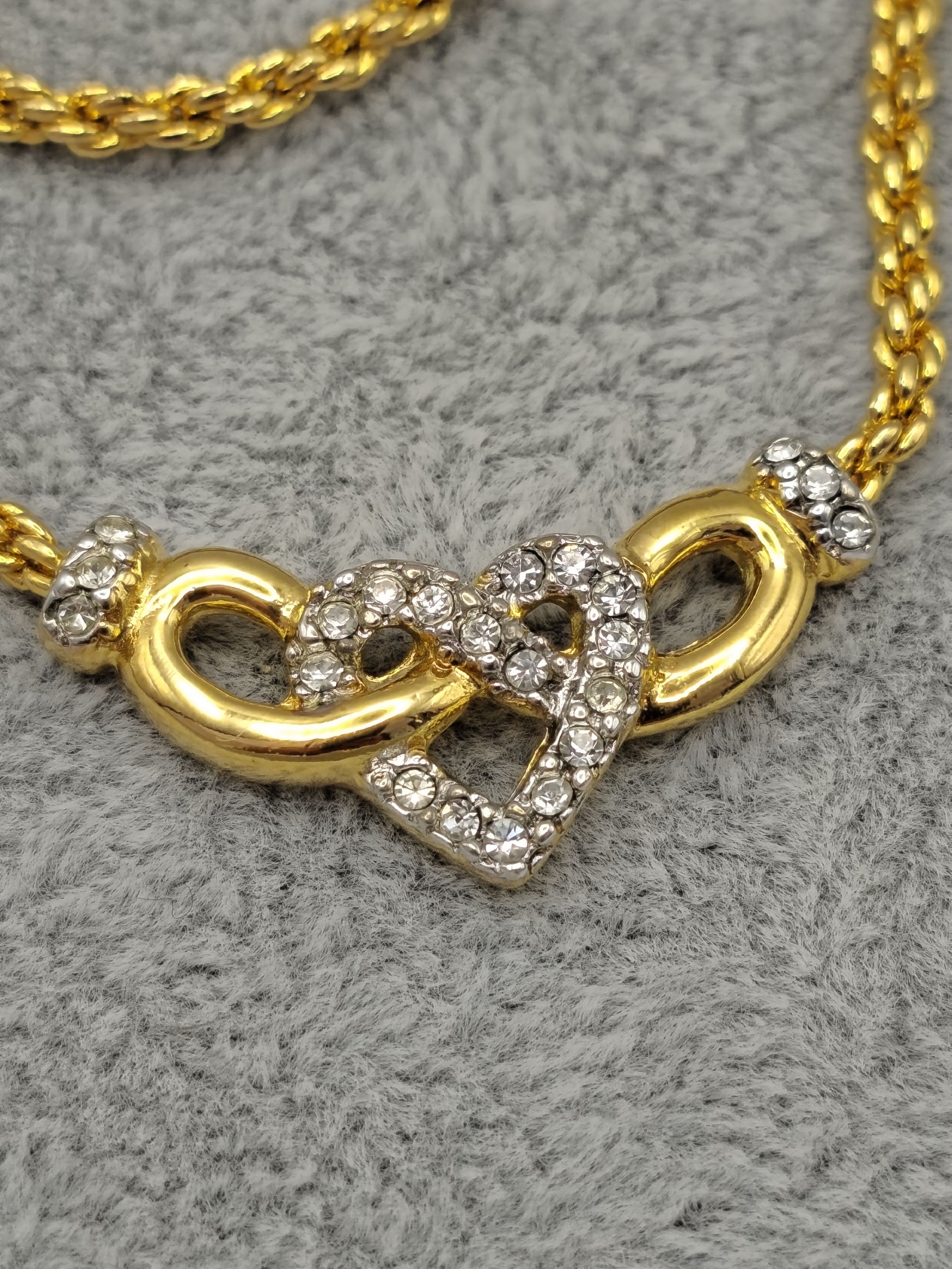 Courrèges Unisex Gold Tone & Crystal Heart Necklace Other image 9