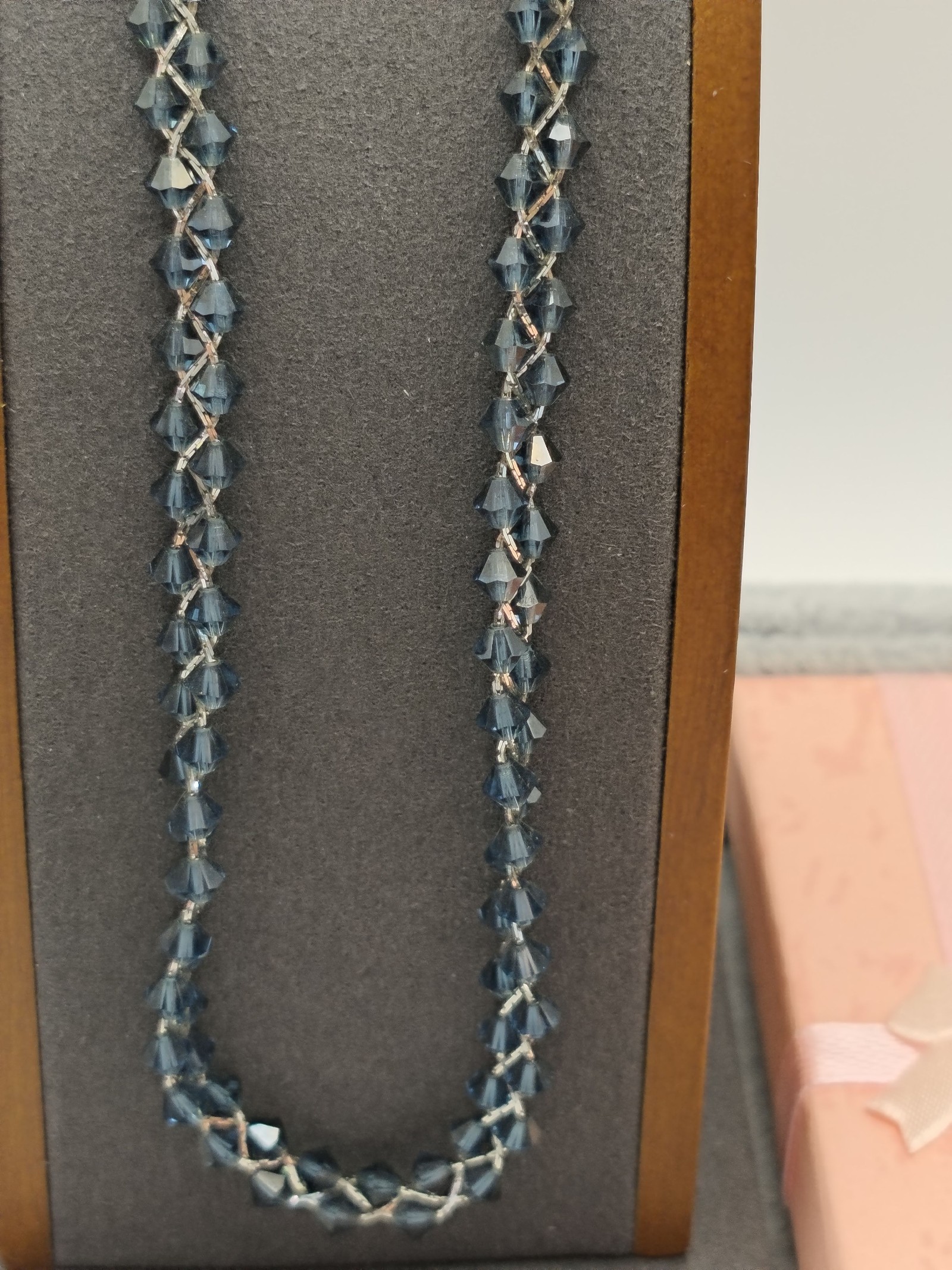 Balmain Blue Crystal Beaded Necklace Silver Clasp Women Other image 2