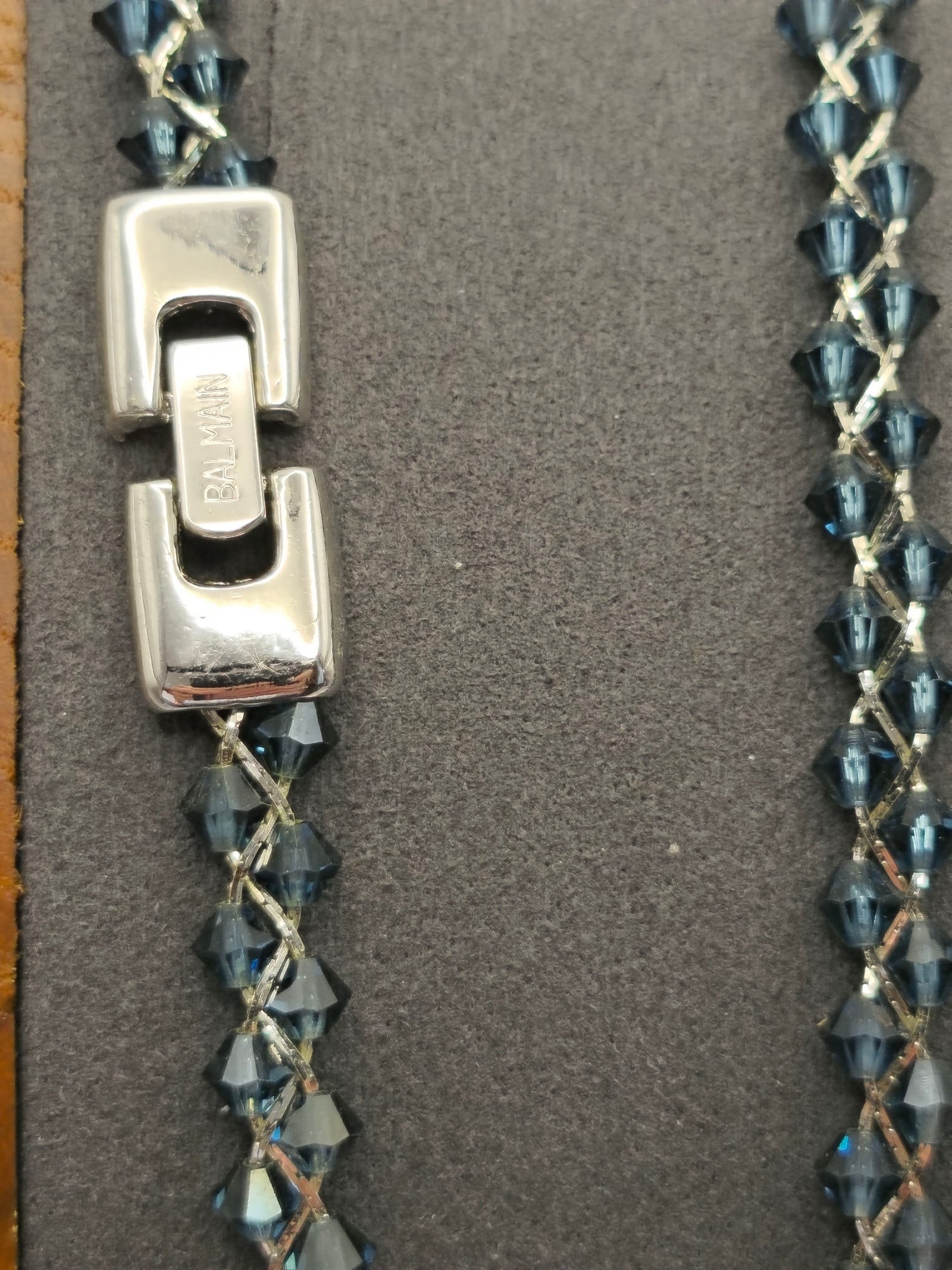 Balmain Blue Crystal Beaded Necklace Silver Clasp Women Other image 3