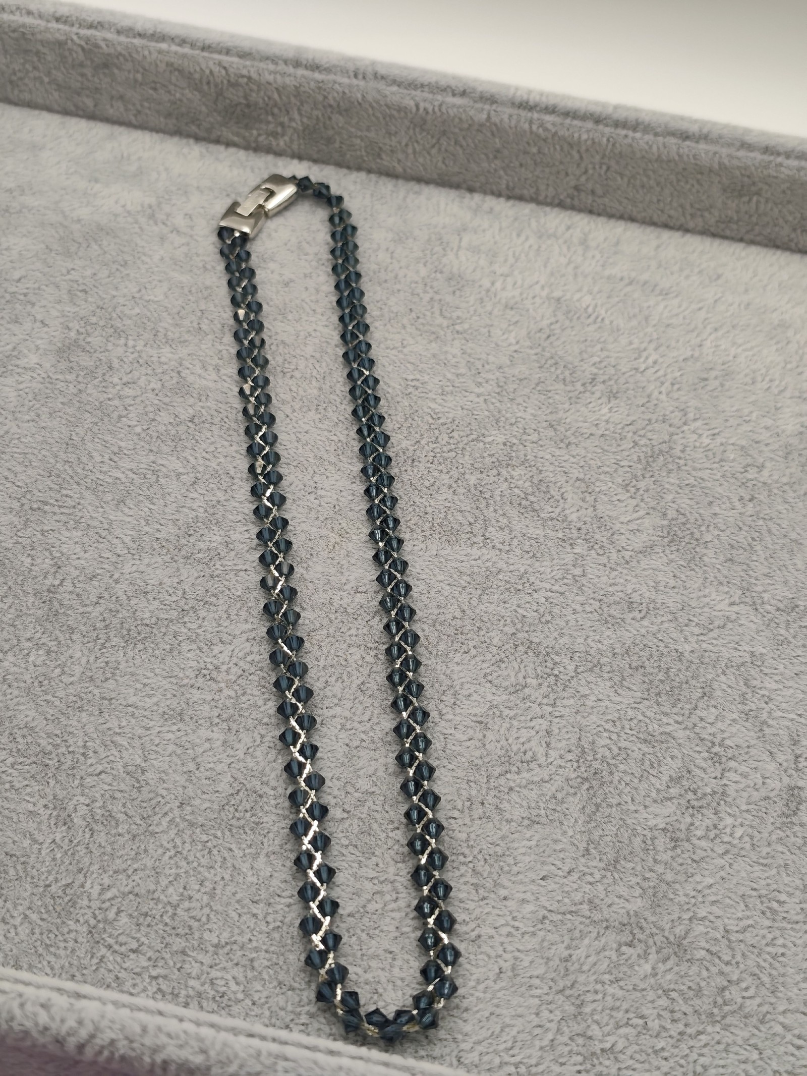 Balmain Blue Crystal Beaded Necklace Silver Clasp Women Other image 4