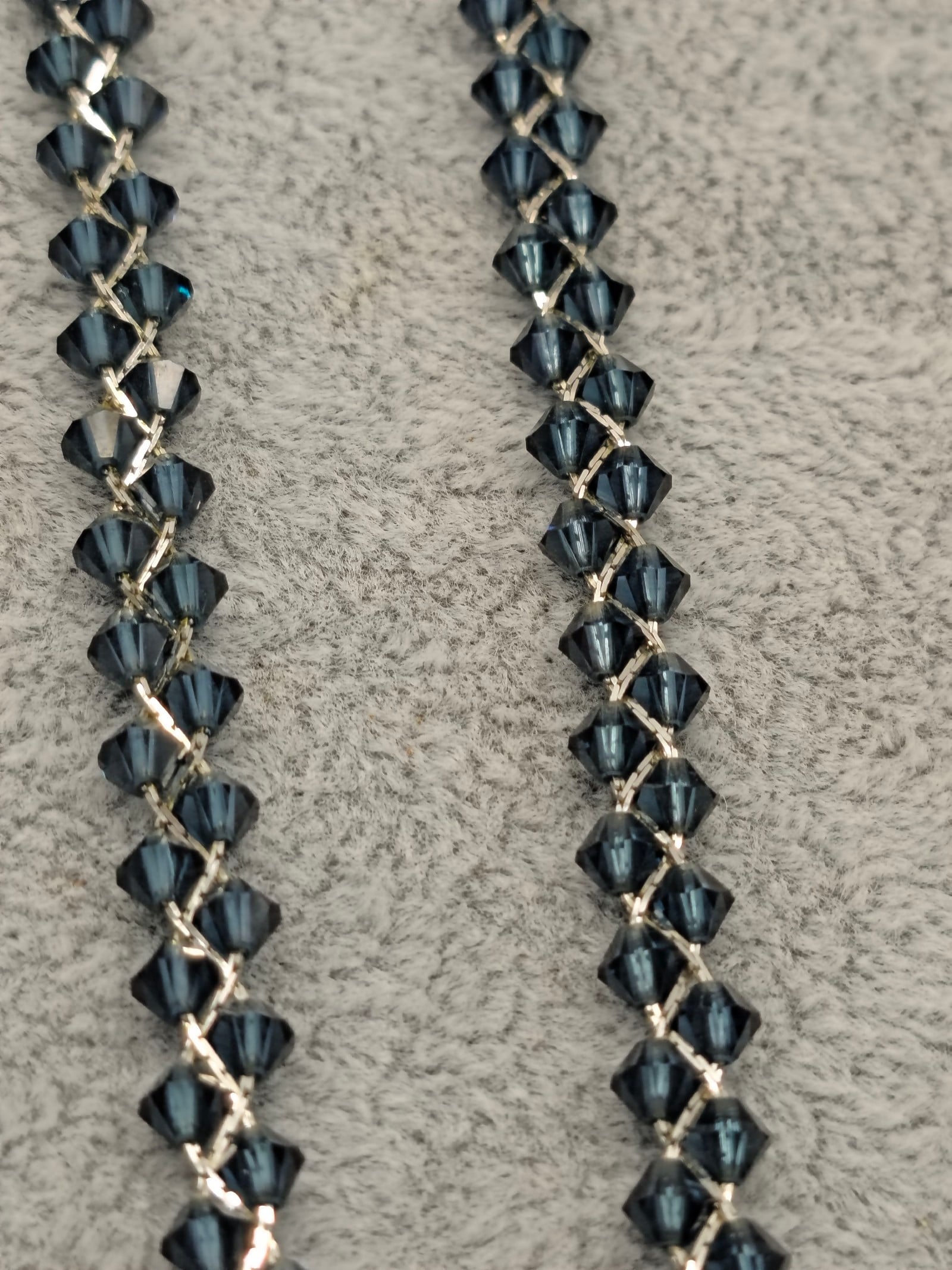 Balmain Blue Crystal Beaded Necklace Silver Clasp Women Other image 6
