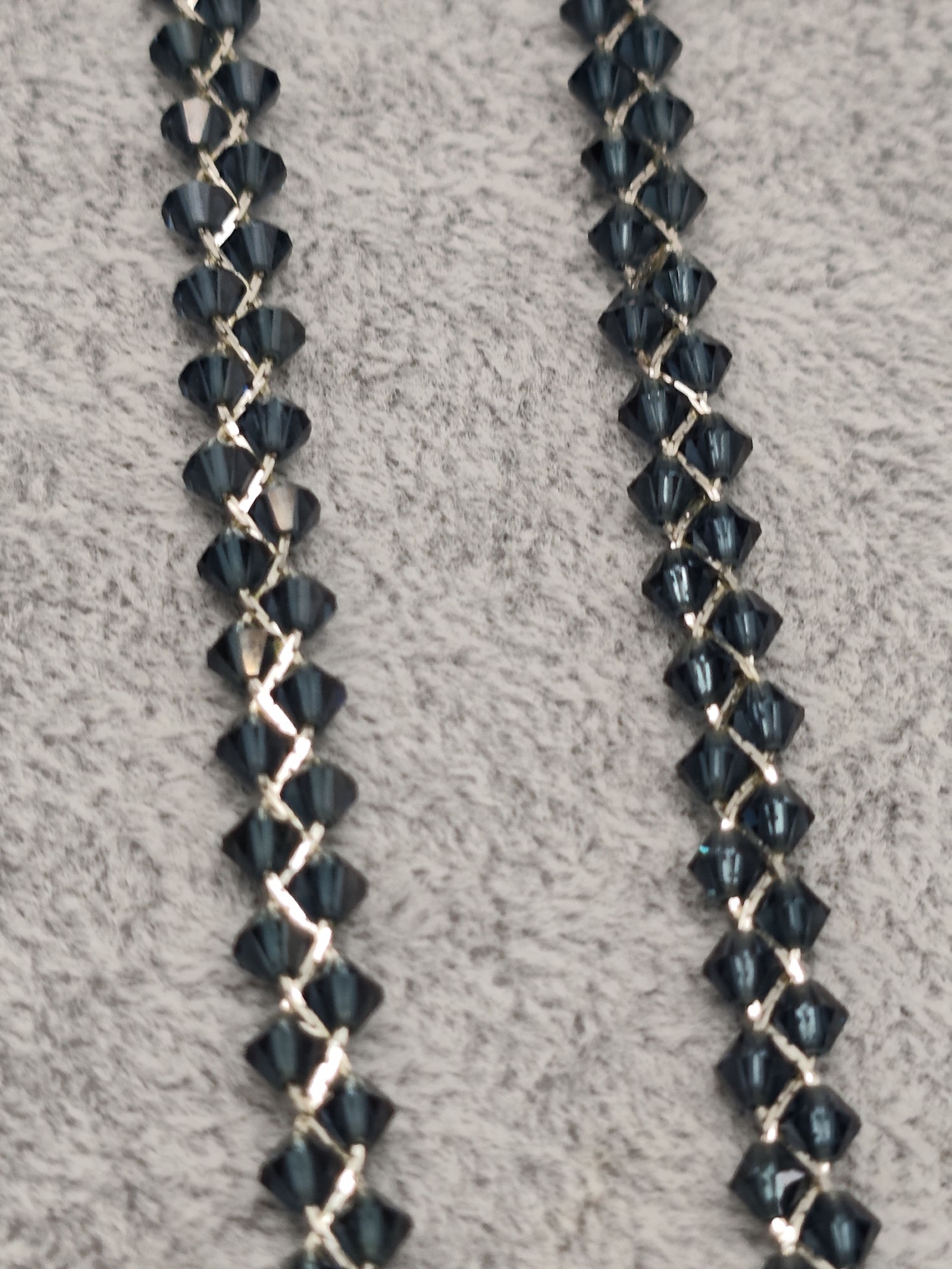 Balmain Blue Crystal Beaded Necklace Silver Clasp Women Other image 7
