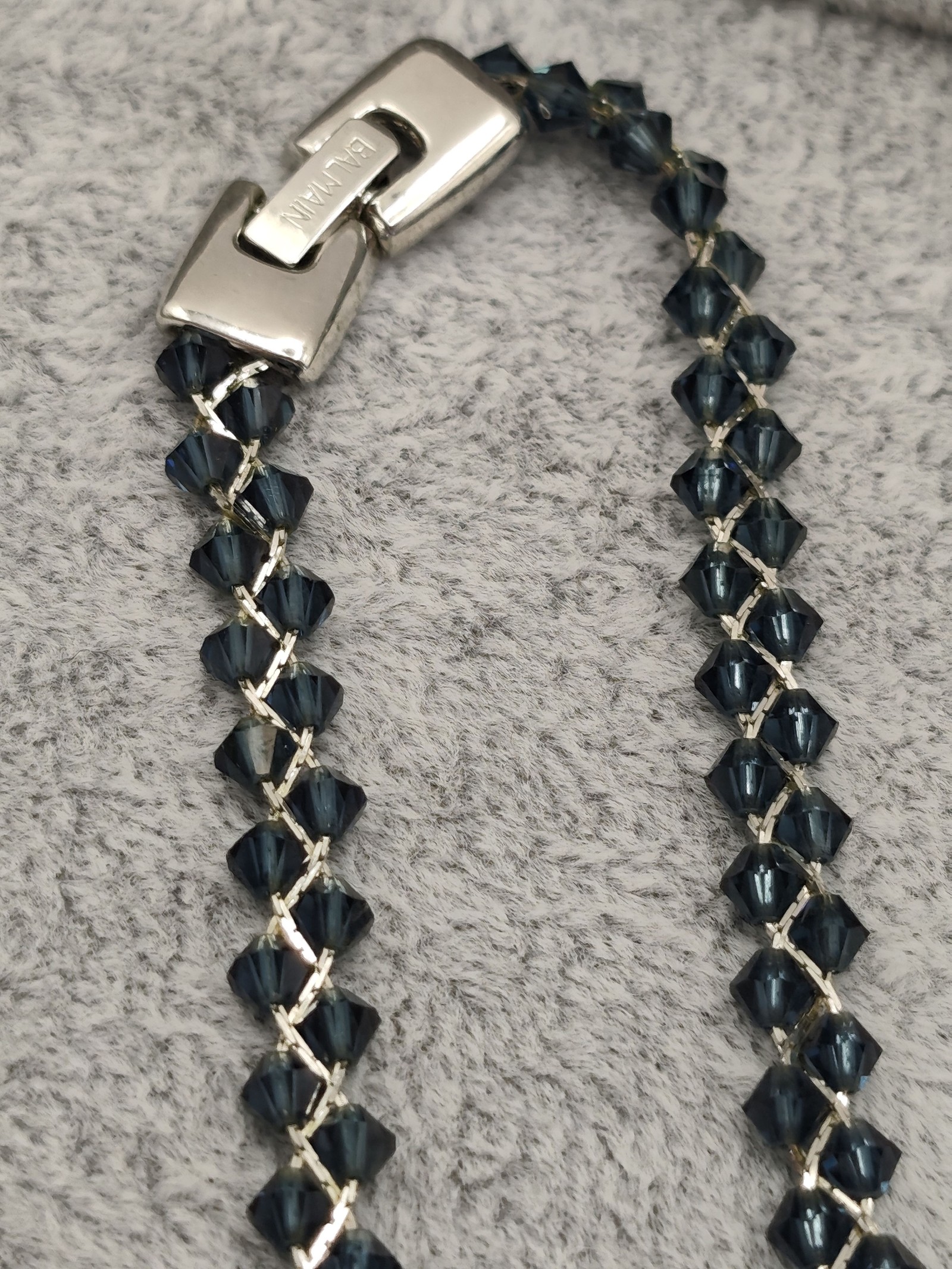 Balmain Blue Crystal Beaded Necklace Silver Clasp Women Other image 8