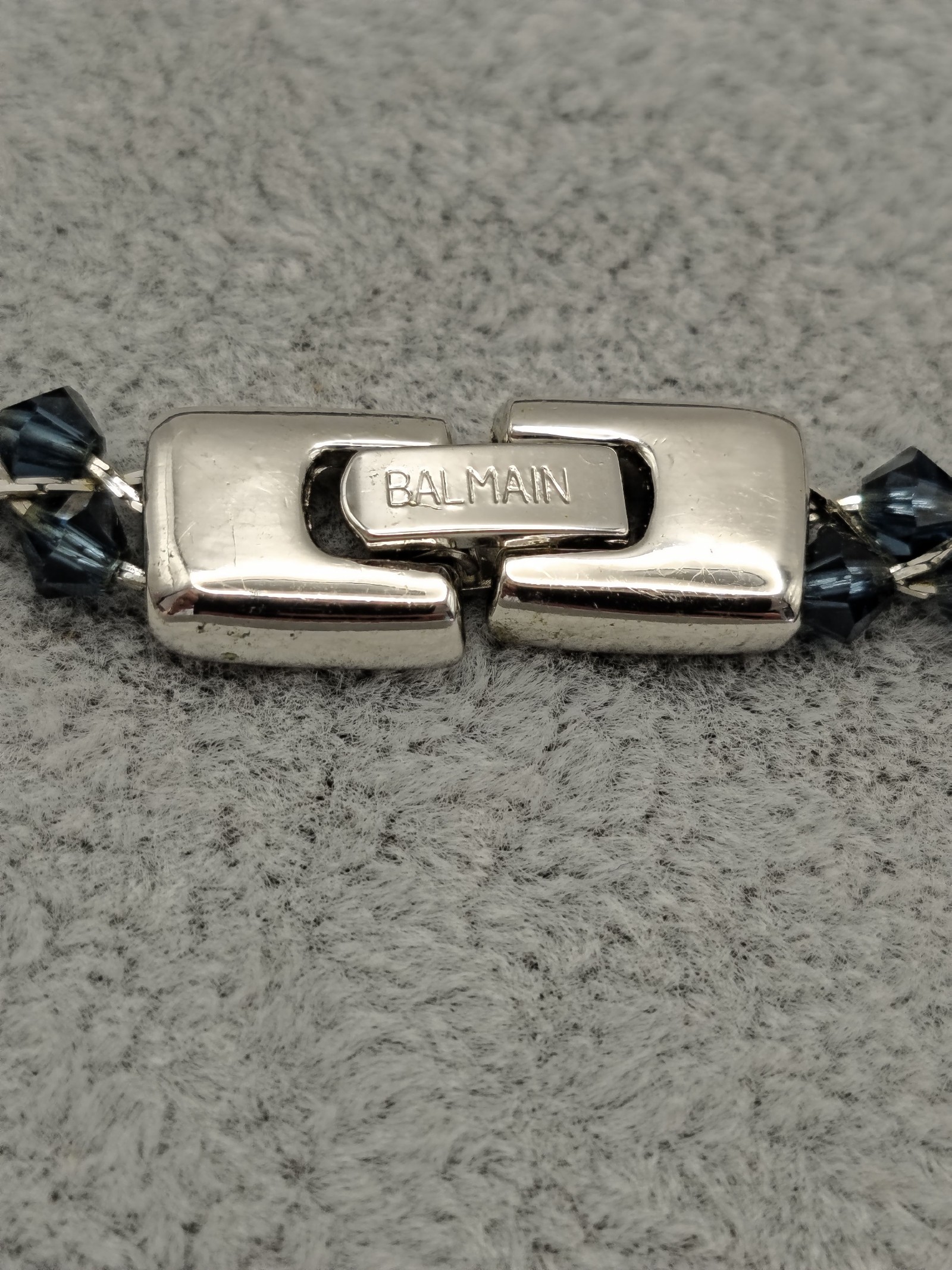 Balmain Blue Crystal Beaded Necklace Silver Clasp Women Other image 9