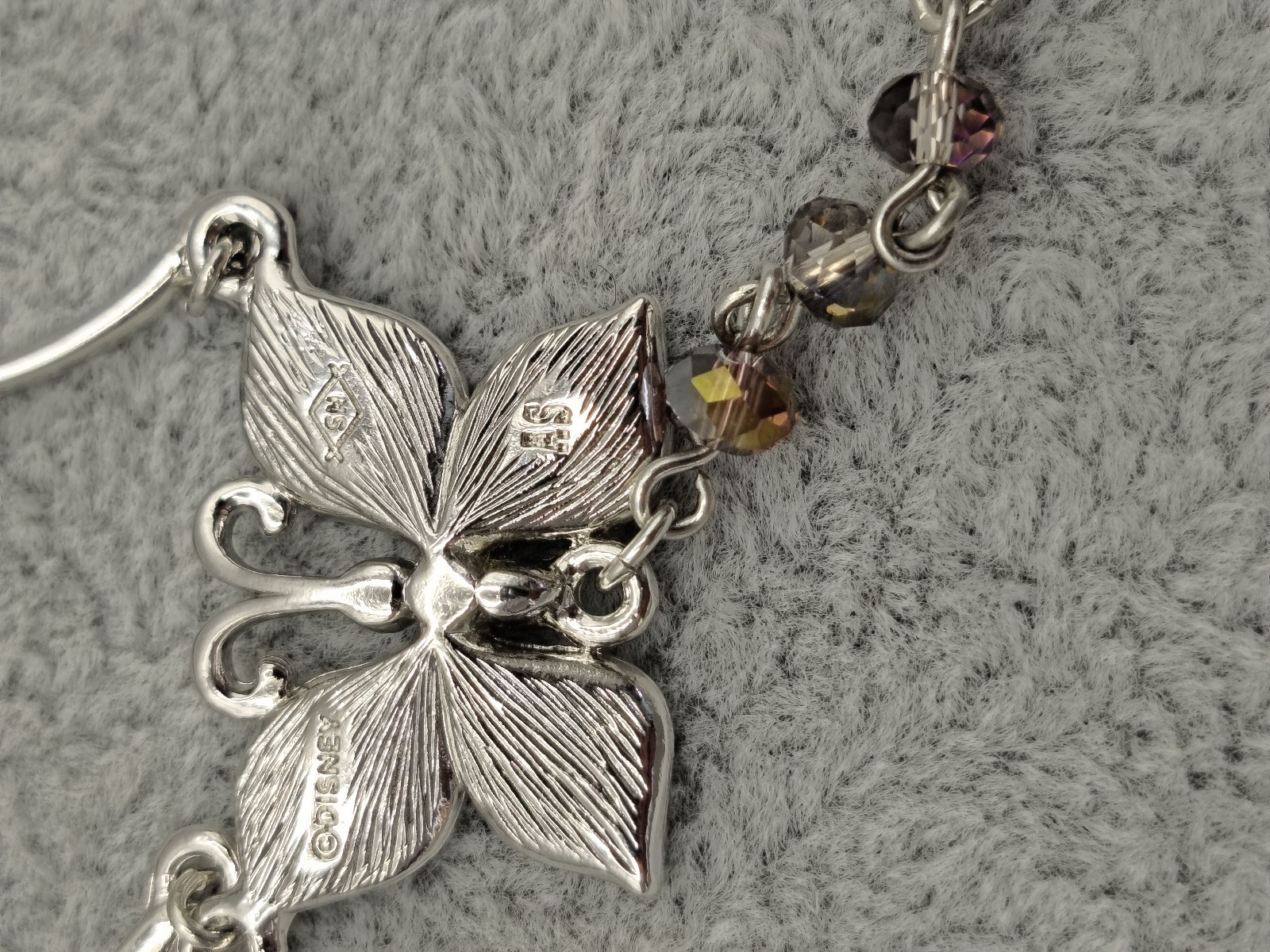 Disney Silver Butterfly & Floral Pendant Necklace Multi Colour image 6