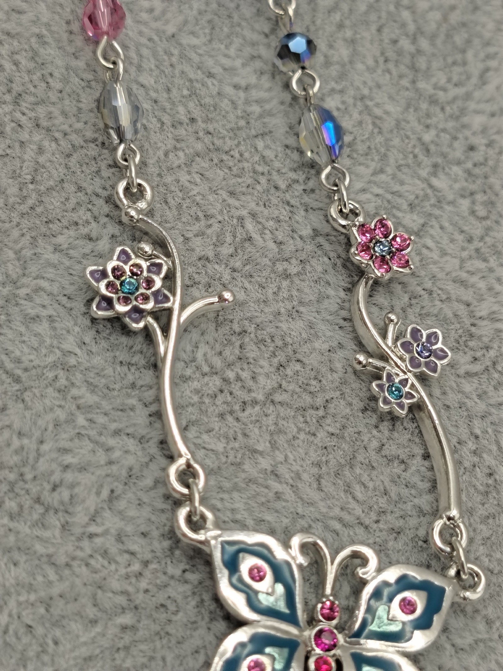 Disney Silver Butterfly & Floral Pendant Necklace Multi Colour image 10