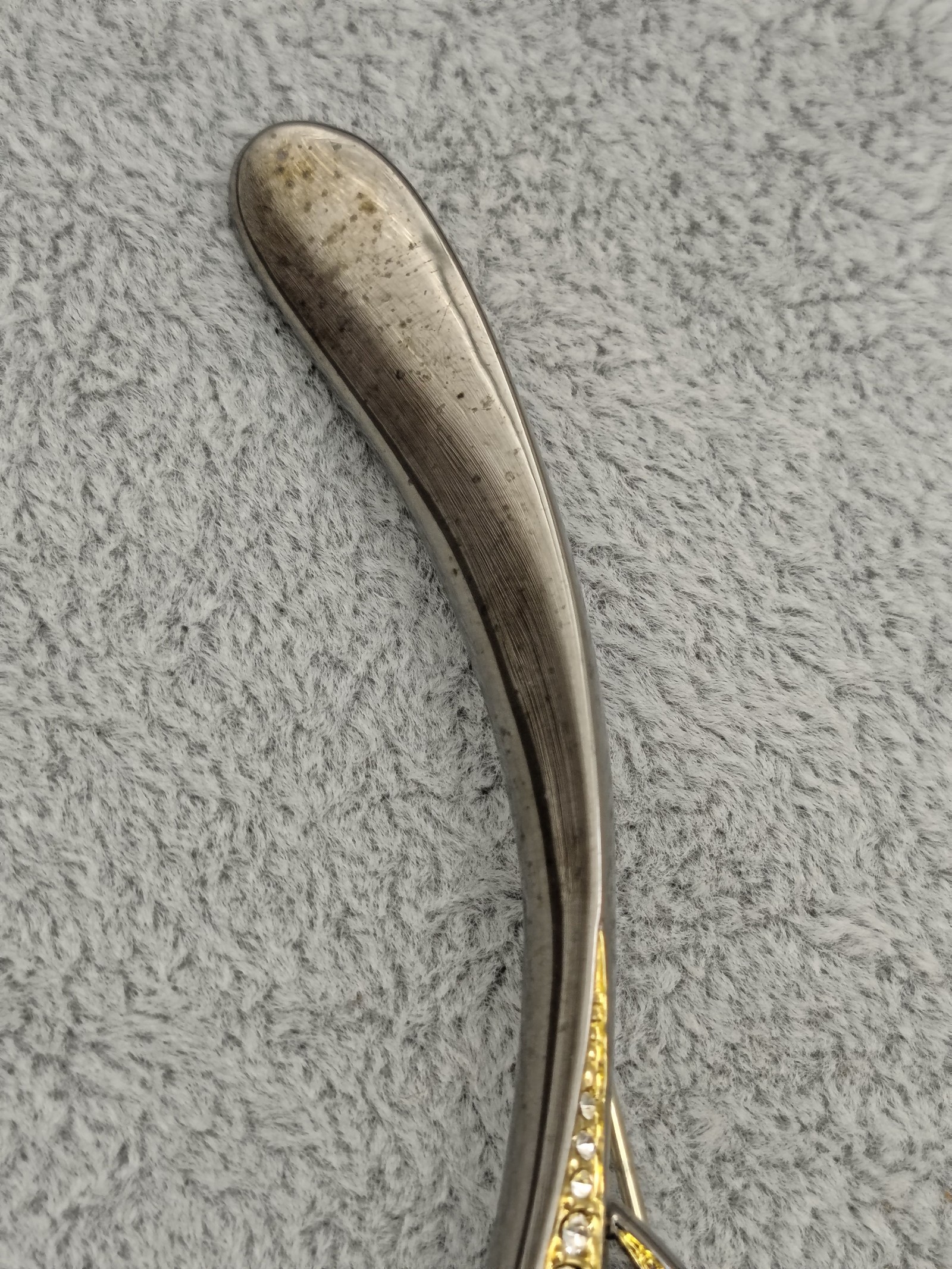 Gold & Silver Crystal Leaf Brooch Pin Other image 4