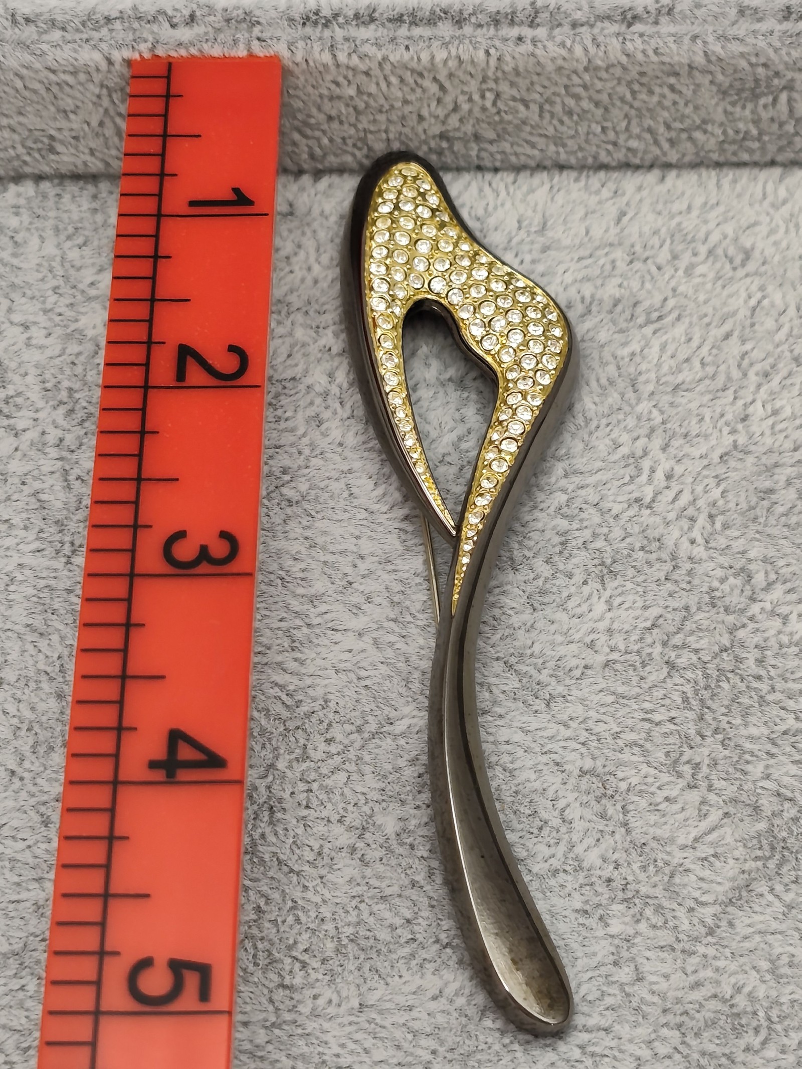 Gold & Silver Crystal Leaf Brooch Pin Other image 8