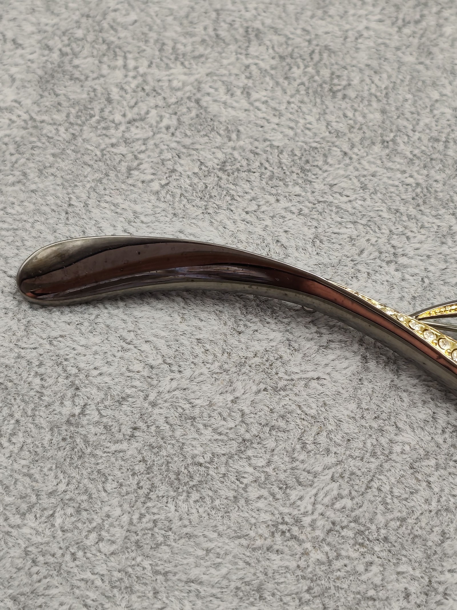 Gold & Silver Crystal Leaf Brooch Pin Other image 9