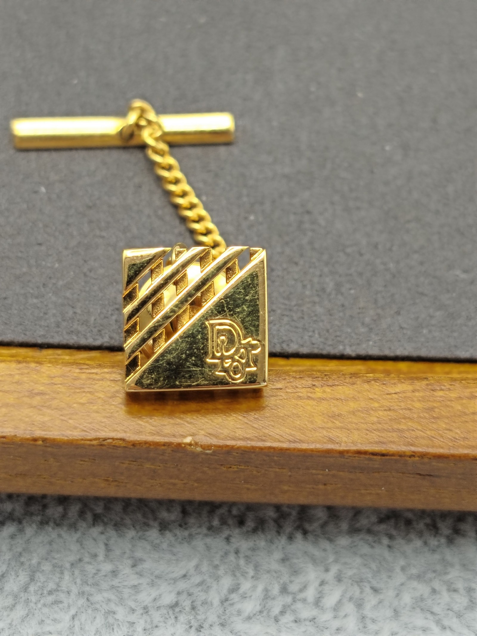 Dior Men's Gold Tone Tie Tack with Chain image 3