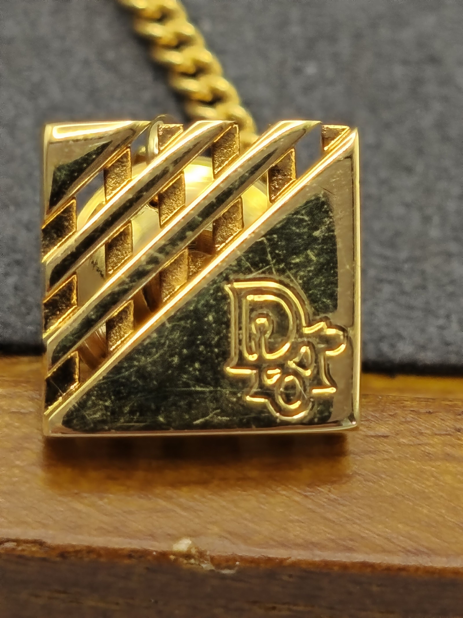 Dior Men's Gold Tone Tie Tack with Chain image 4