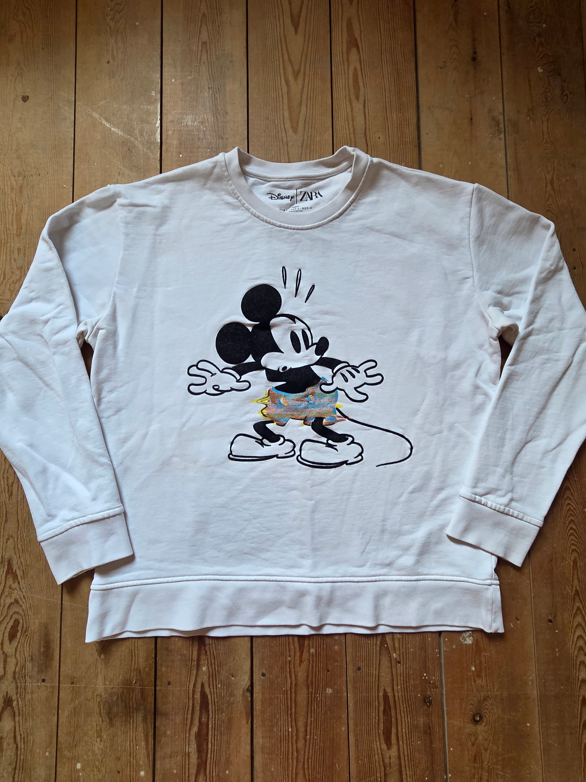 Zara x Disney Mickey Mouse Women’s White Crewneck Sweatshirt Size L