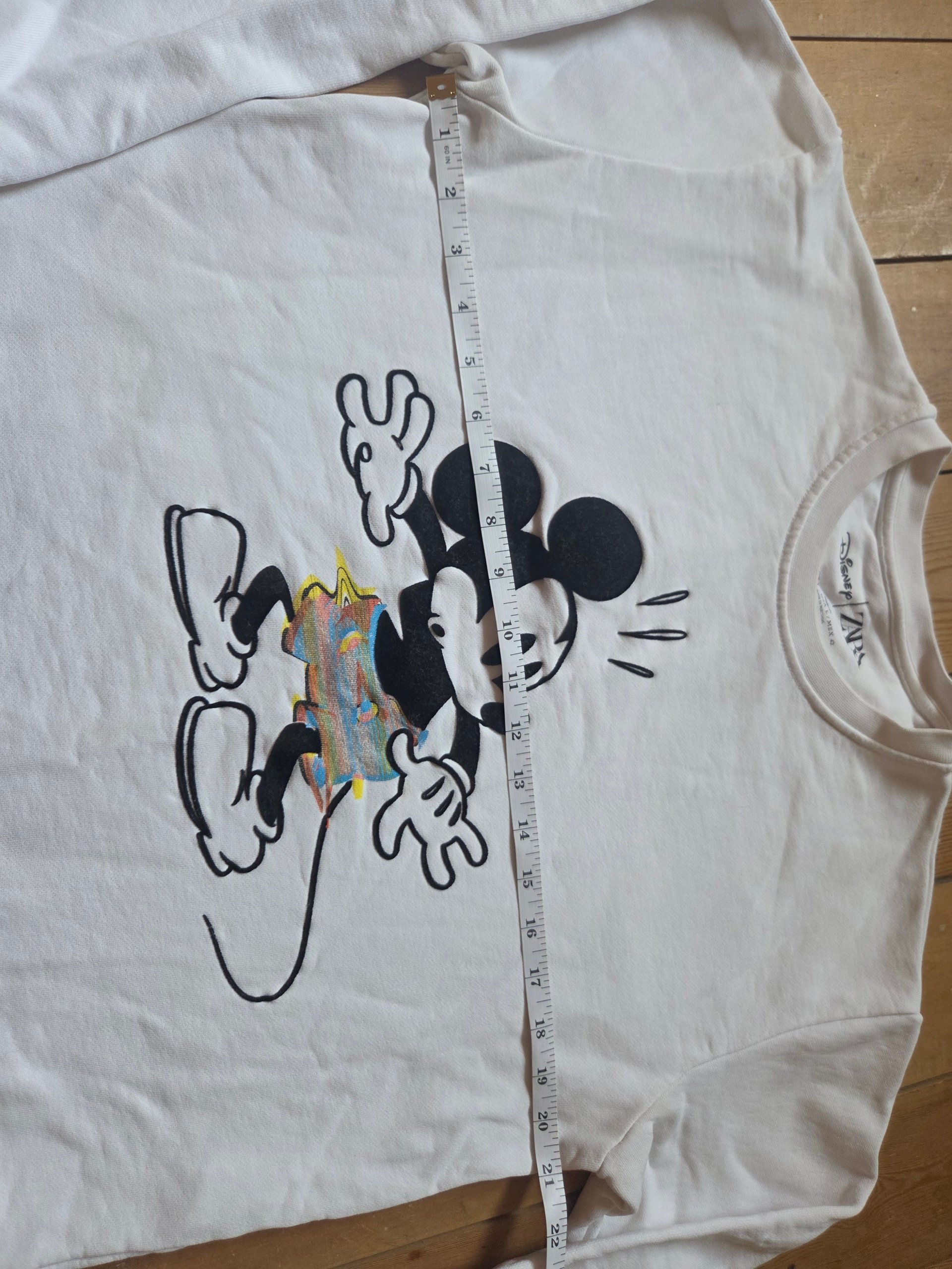 Zara x Disney Mickey Mouse Women’s White Crewneck Sweatshirt Size L image 4