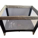 BabyStart Argos Travel Cot Playpen Black Cream Foldable Padded Base