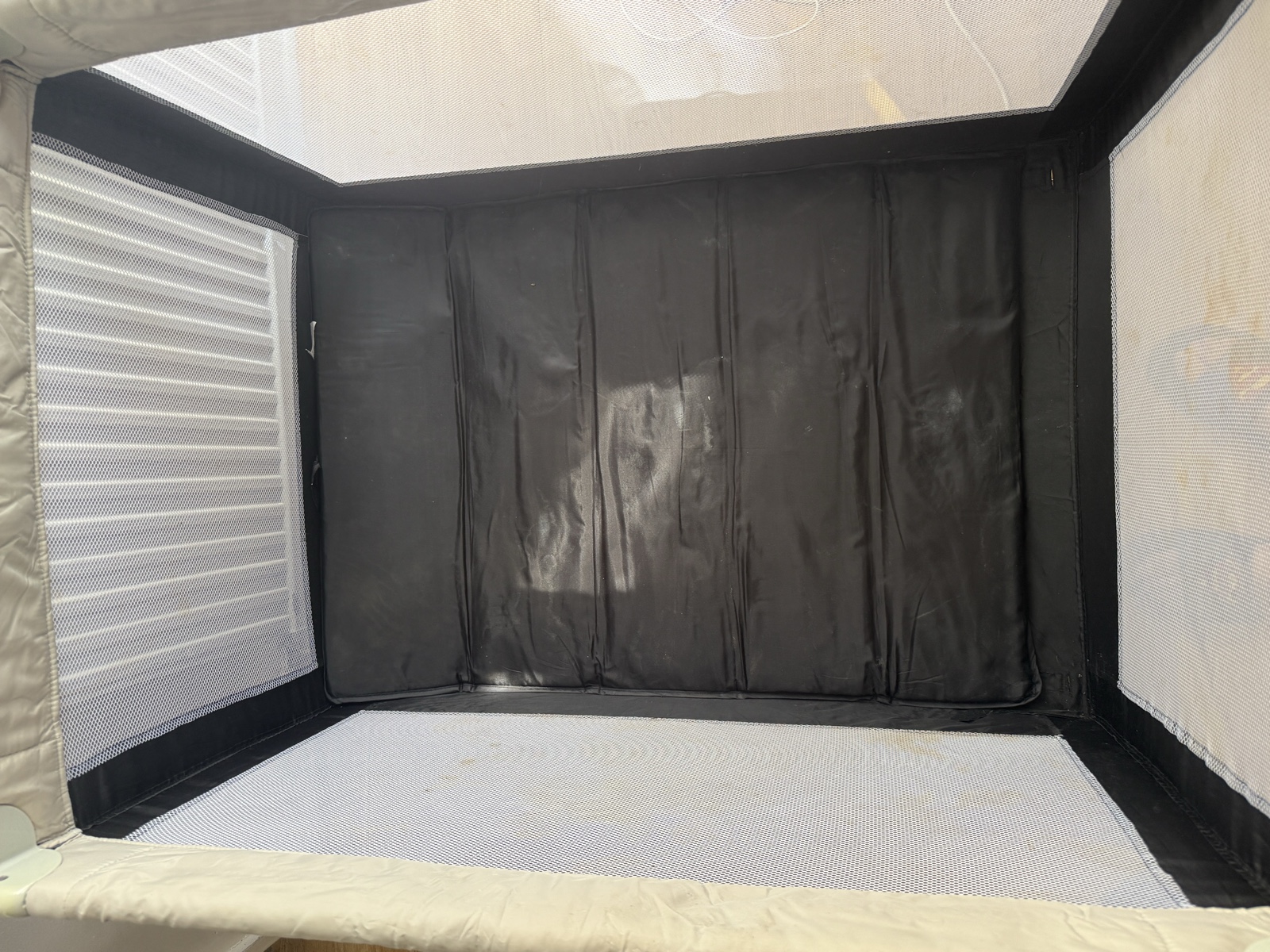 BabyStart Argos Travel Cot Playpen Black Cream Foldable Padded Base image 10