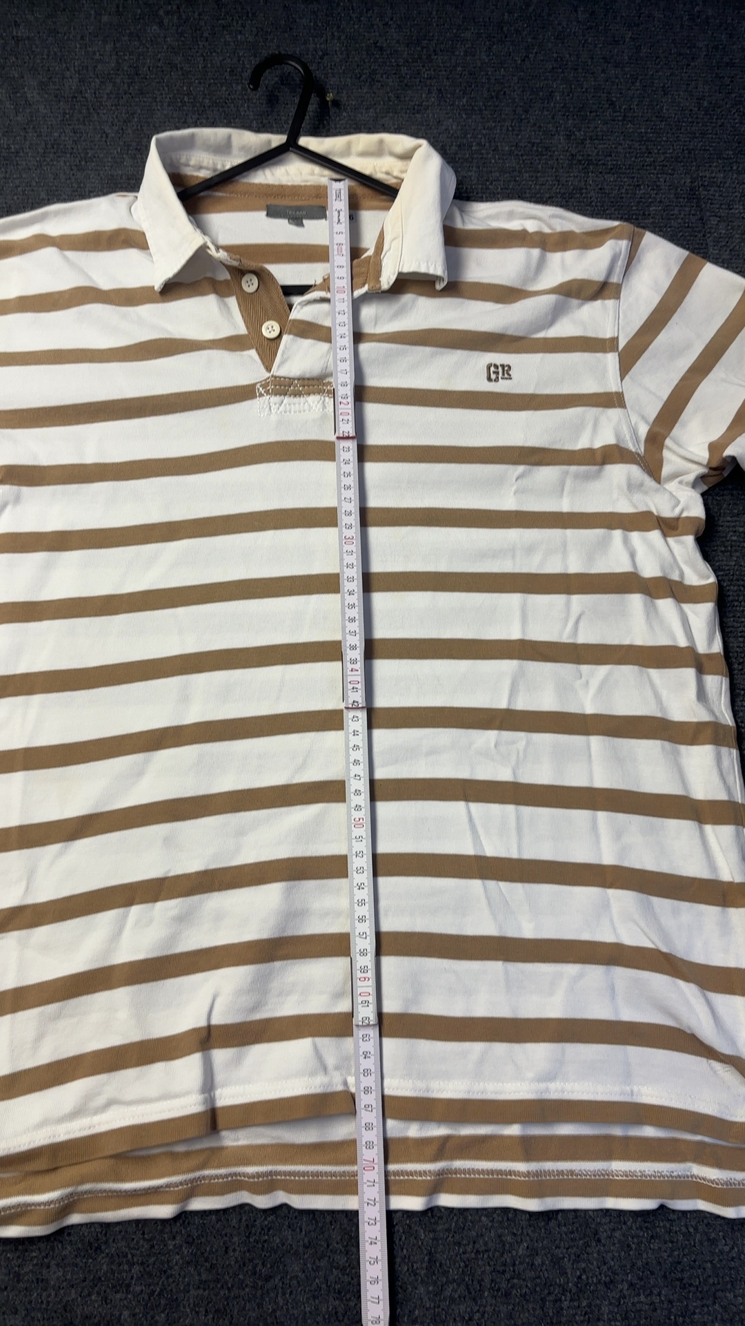 Tex Man Brown & White Striped Polo Shirt Large 100% Cotton good condition image 9