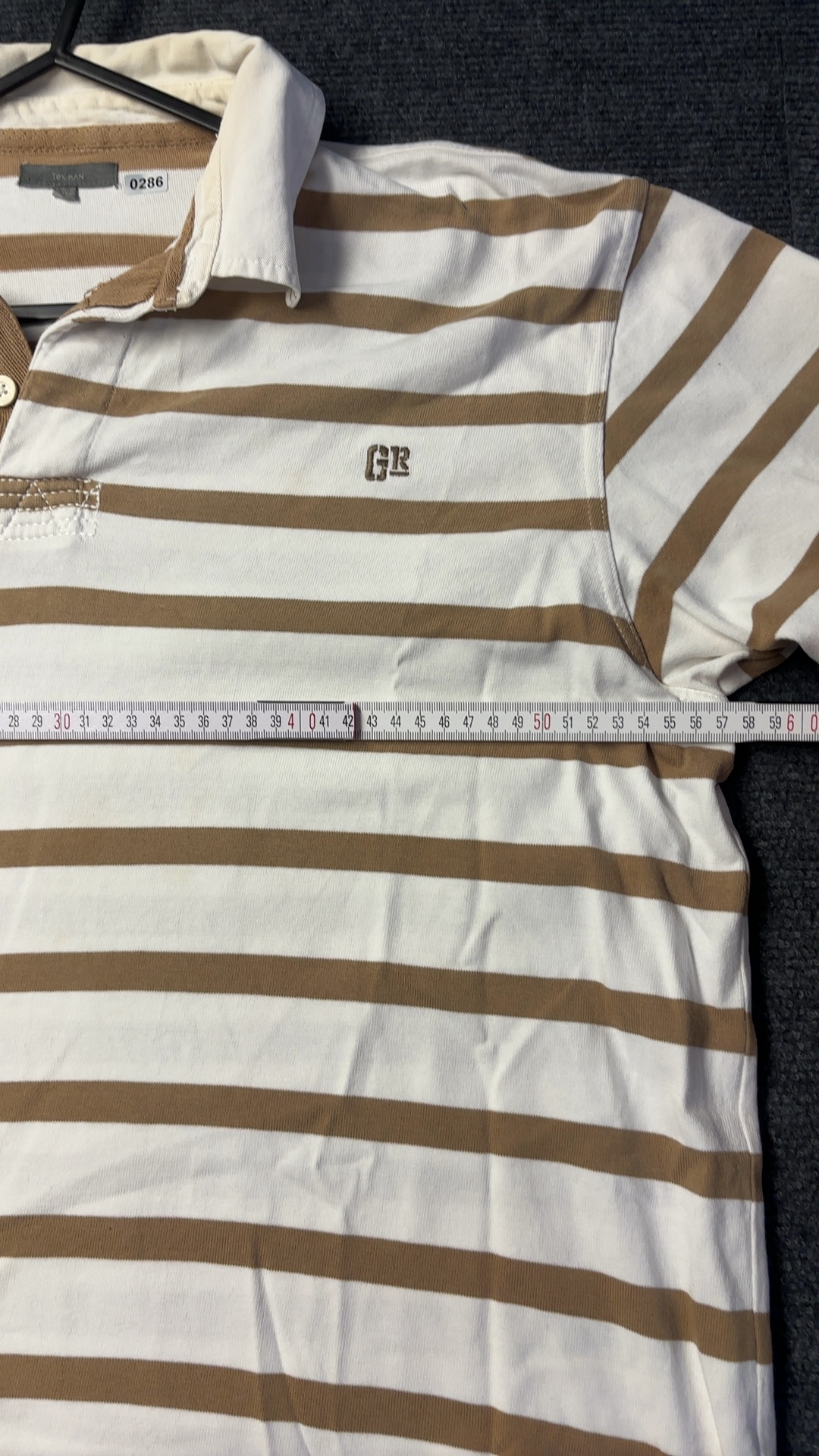 Tex Man Brown & White Striped Polo Shirt Large 100% Cotton good condition image 10