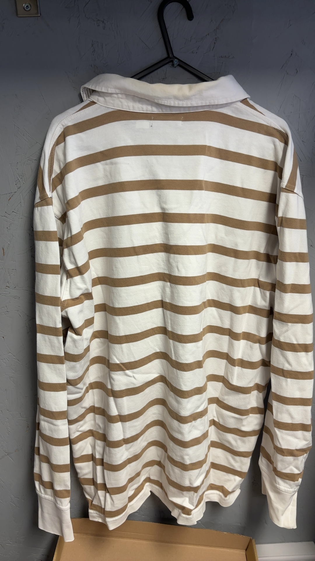 Tex Man Brown & White Striped Polo Shirt Large 100% Cotton good condition image 6