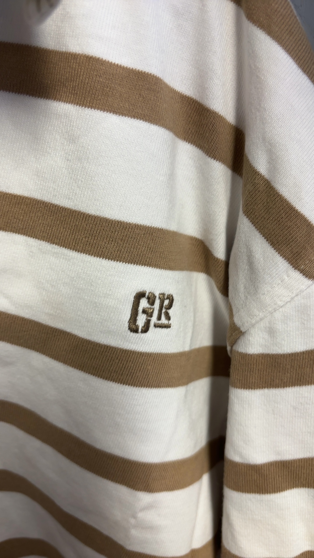 Tex Man Brown & White Striped Polo Shirt Large 100% Cotton good condition image 7