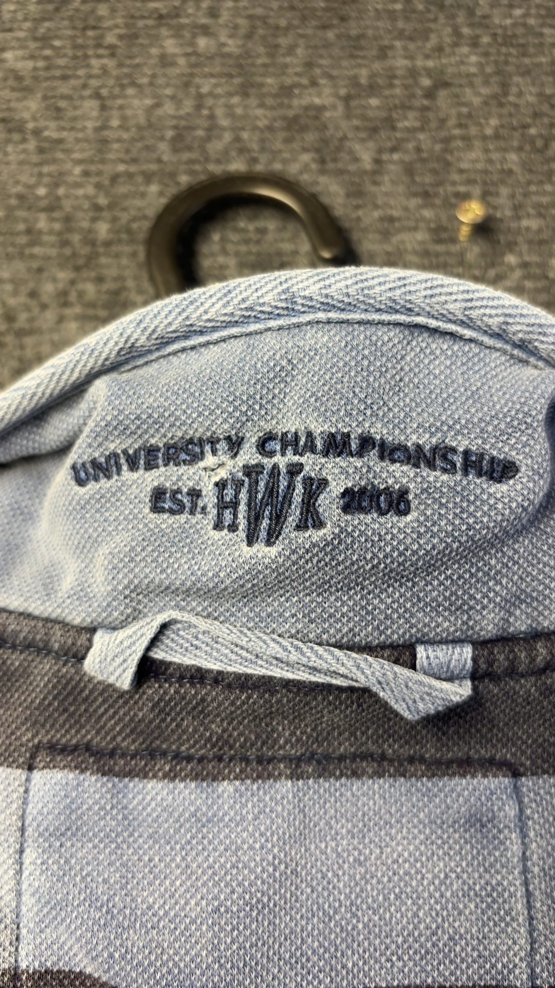 Howick Men's Grey & Light Blue Striped Cotton Rugby Polo Shirt Large good condition image 5