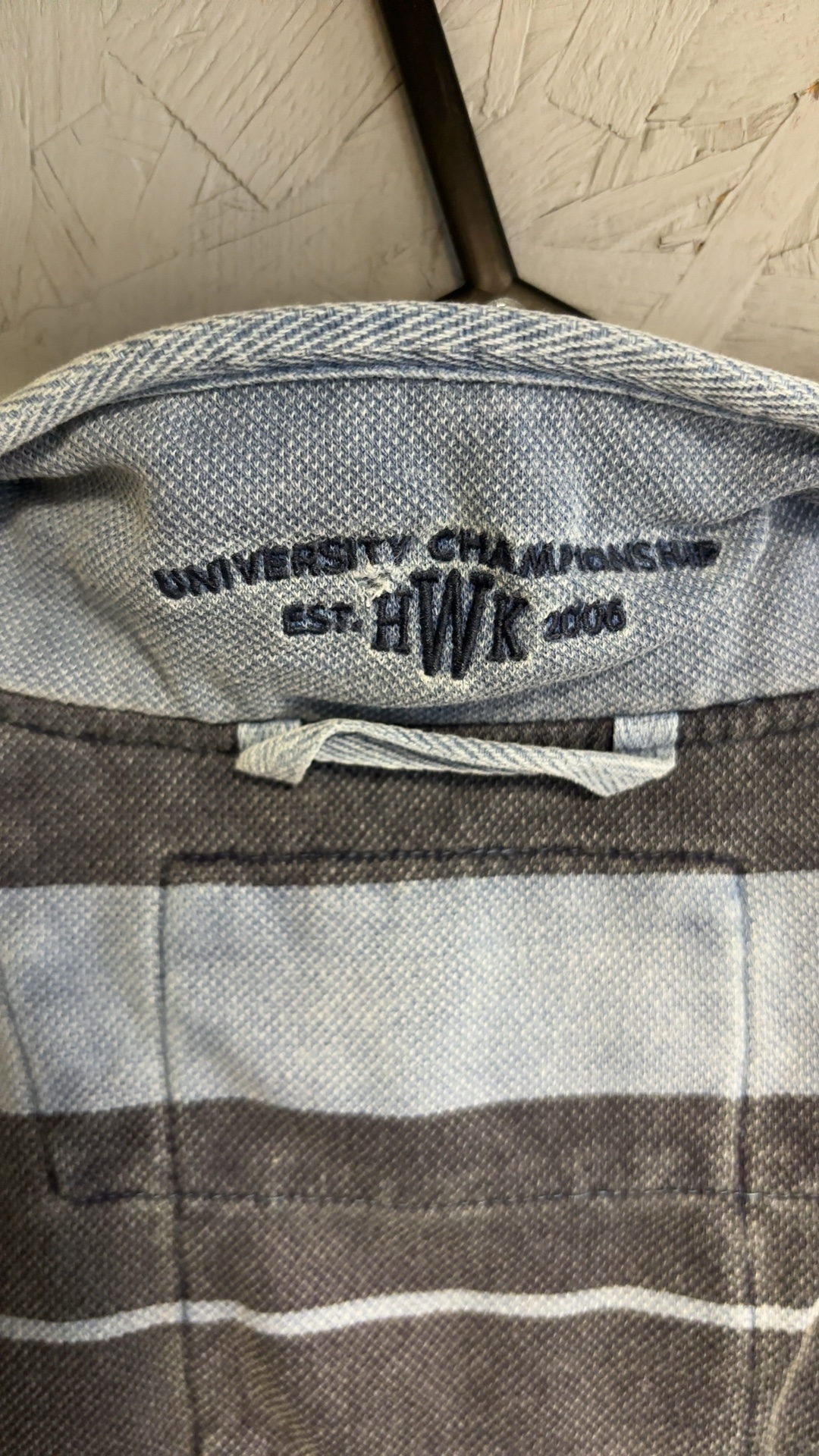 Howick Men's Grey & Light Blue Striped Cotton Rugby Polo Shirt Large good condition image 7
