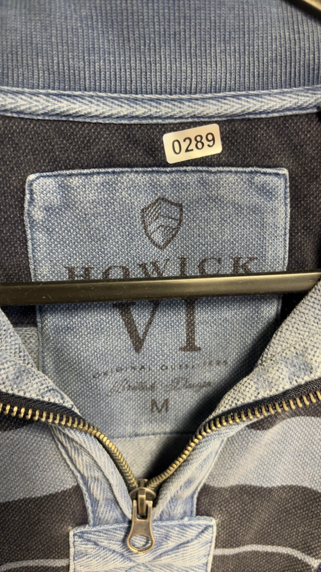 Howick Men's Grey & Light Blue Striped Cotton Rugby Polo Shirt Large good condition image 4
