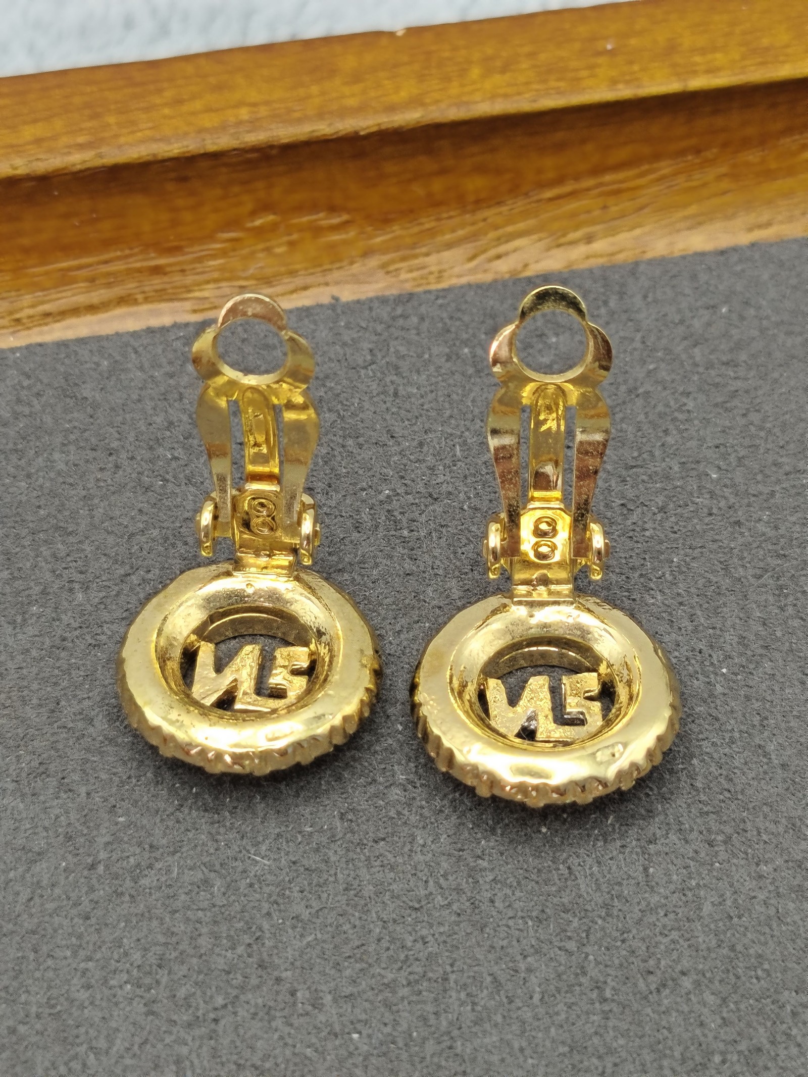 Nina Ricci Gold Tone Logo Crystal Clip-On Earrings image 4