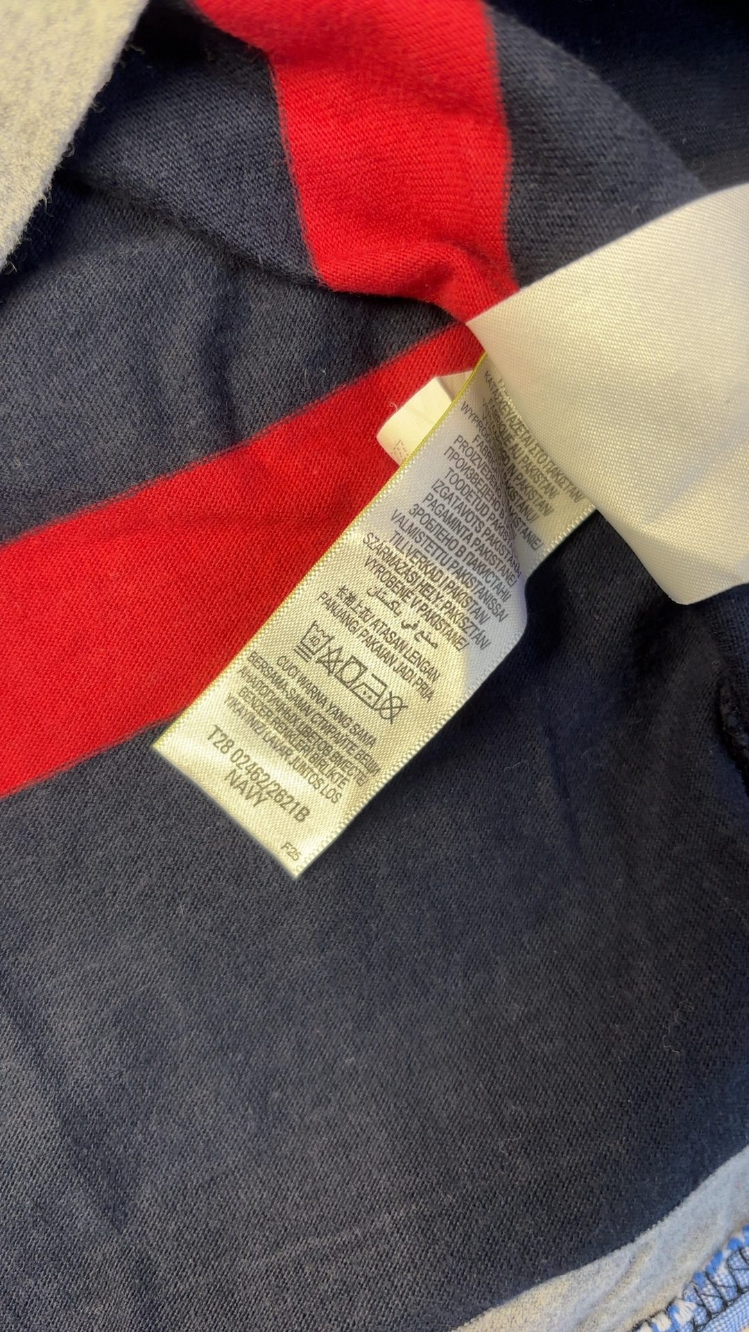 M&S Blue Harbour Men's Navy Multi Stripe Rugby Shirt Small Tailored Fit image 5