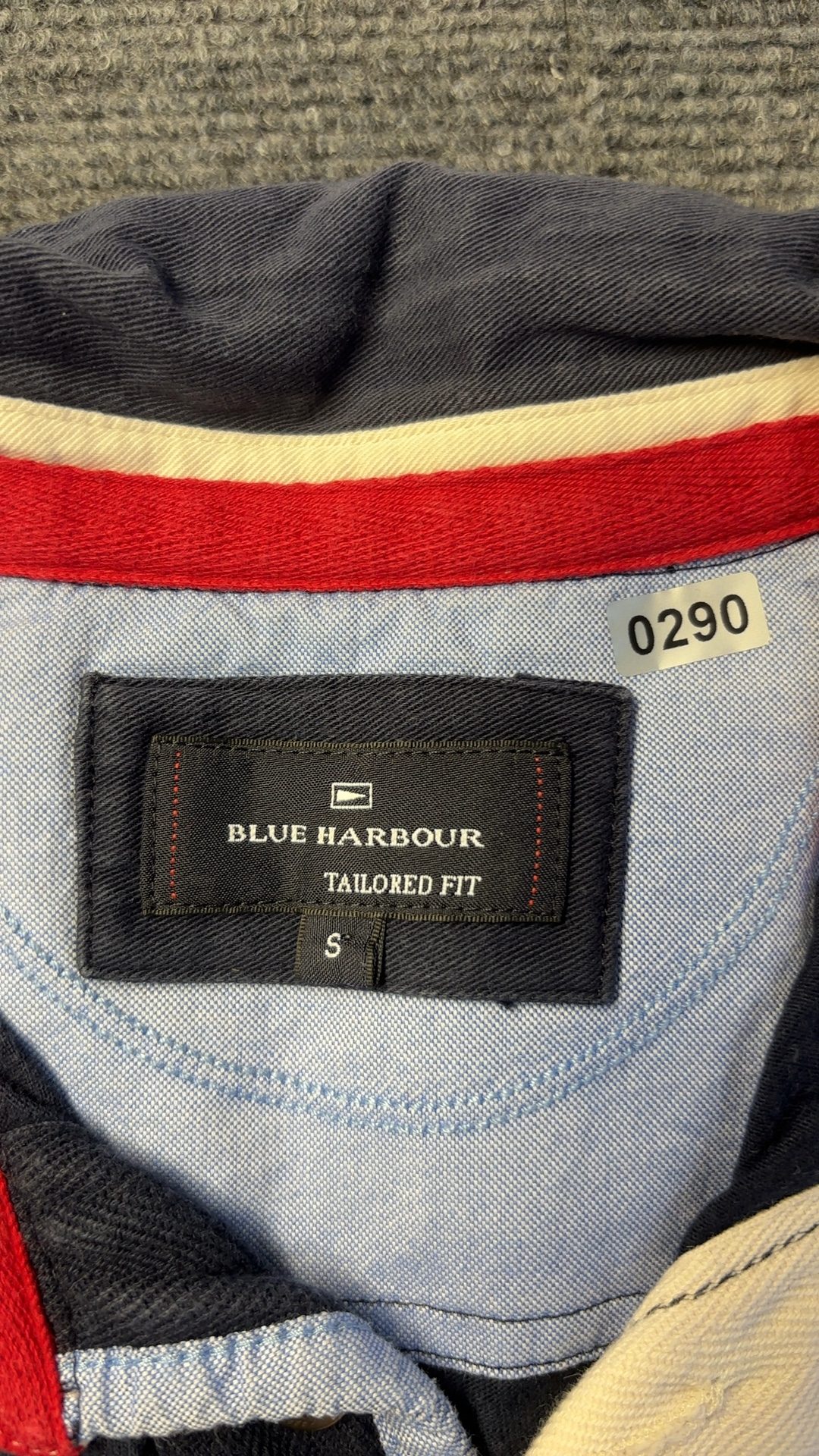 M&S Blue Harbour Men's Navy Multi Stripe Rugby Shirt Small Tailored Fit image 9