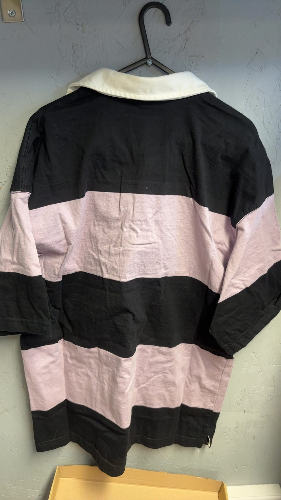 H&M Black & Pink Oversized Rugby Shirt Medium Cotton good condition image 5
