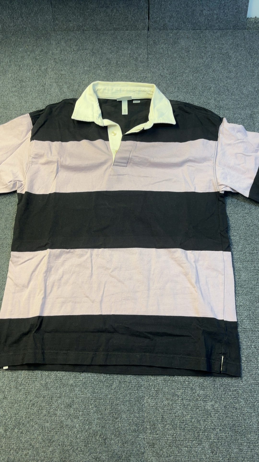 H&M Black & Pink Oversized Rugby Shirt Medium Cotton good condition image 2
