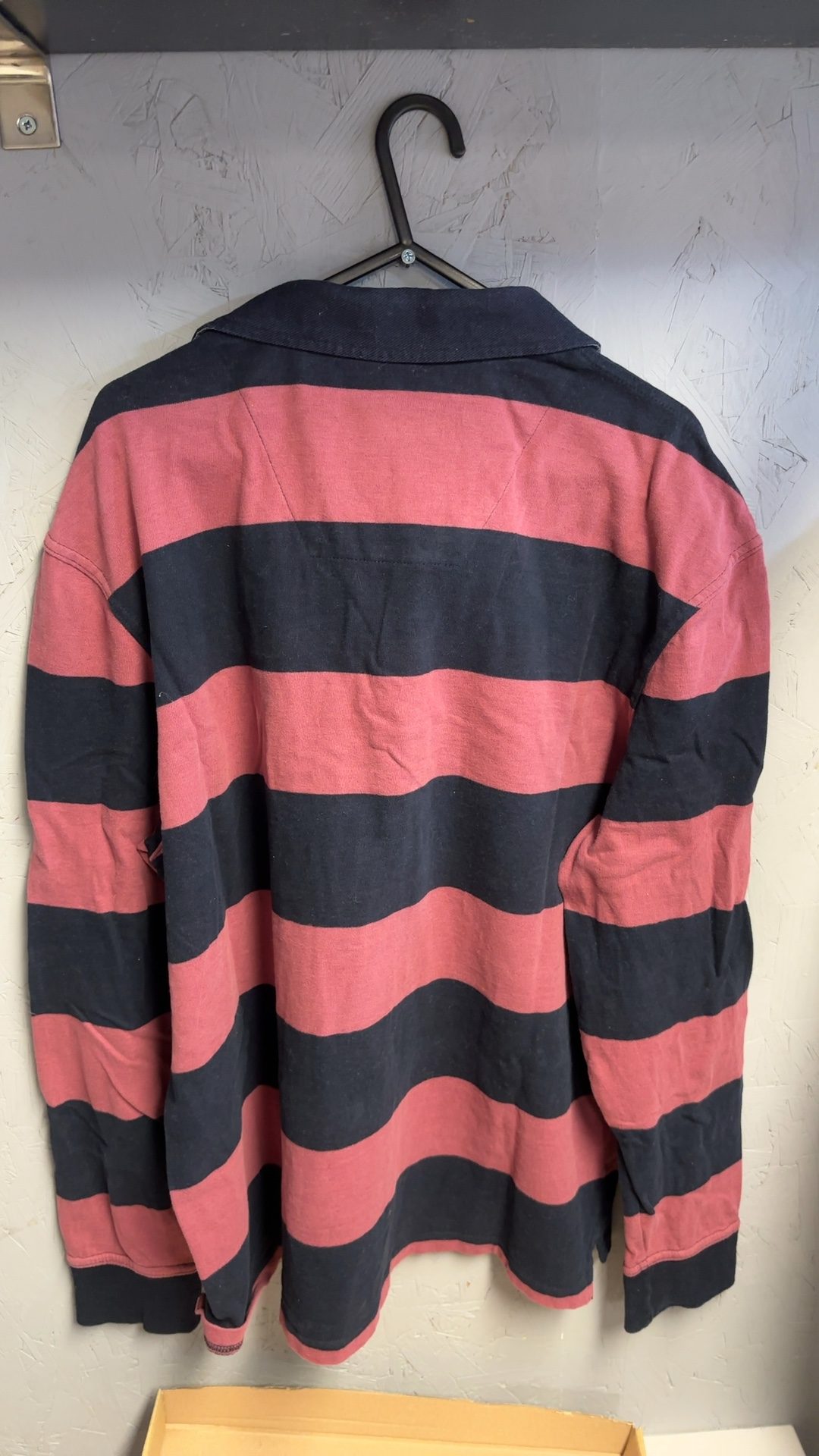 Tu Men's Red & Black Striped Rugby Sweatshirt Large 100% Cotton good condition image 3