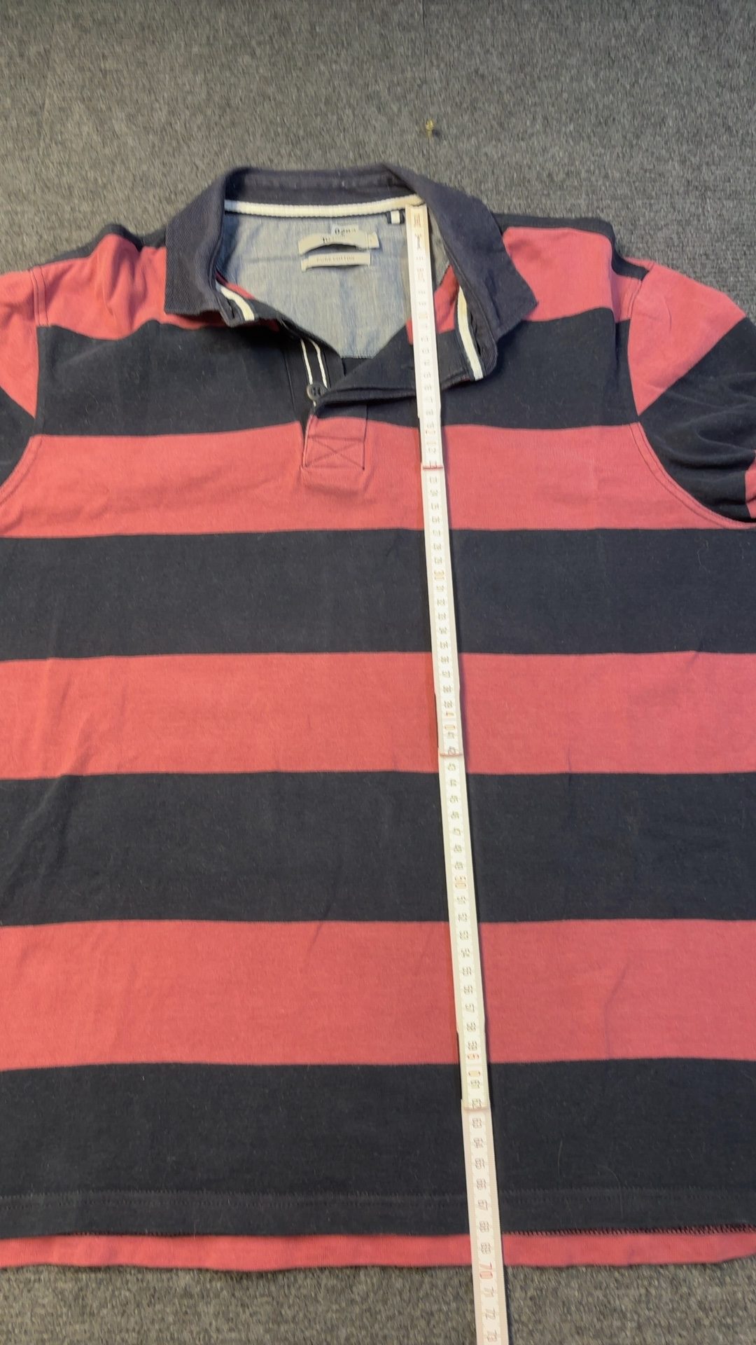 Tu Men's Red & Black Striped Rugby Sweatshirt Large 100% Cotton good condition image 6