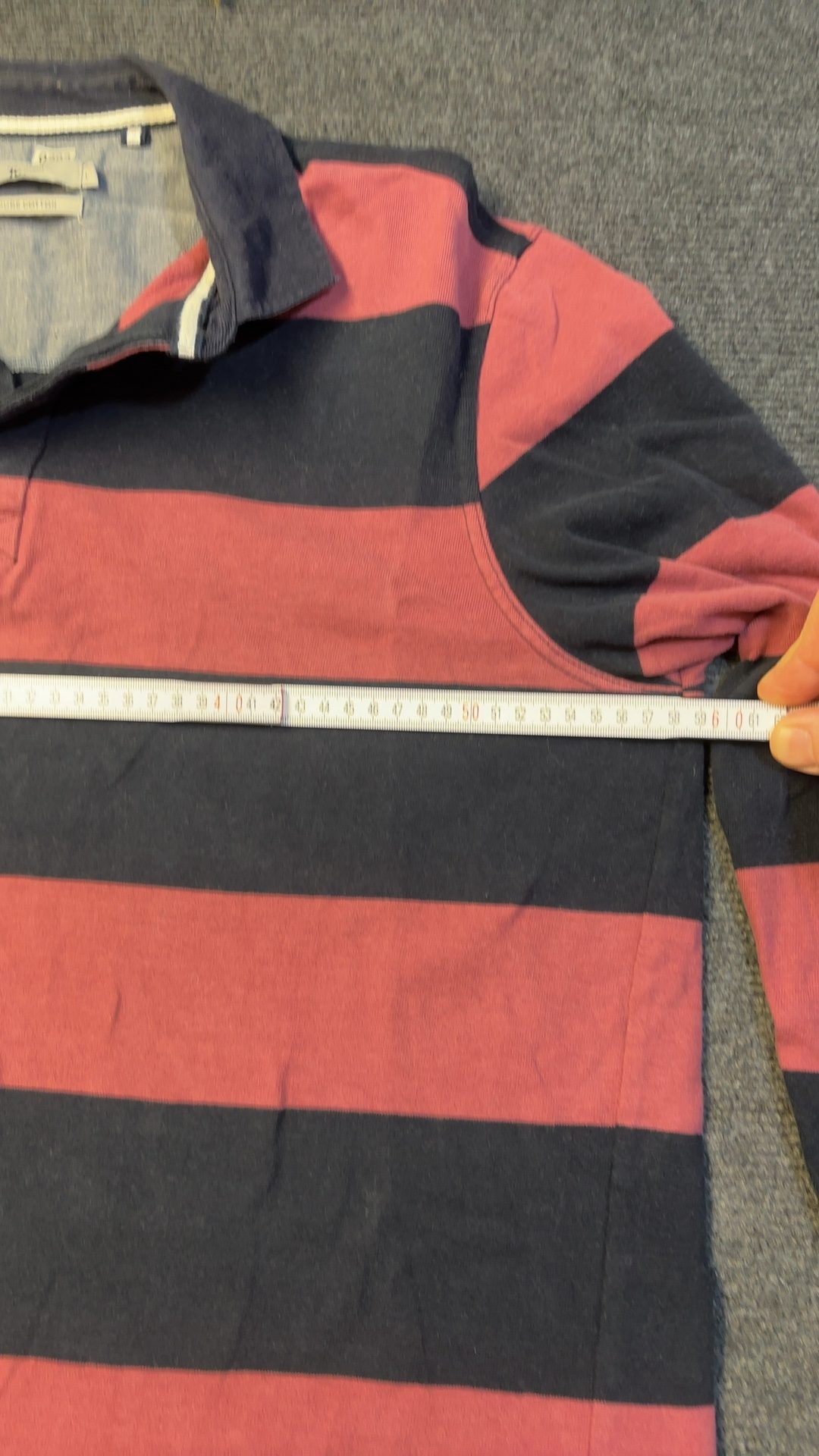 Tu Men's Red & Black Striped Rugby Sweatshirt Large 100% Cotton good condition image 7