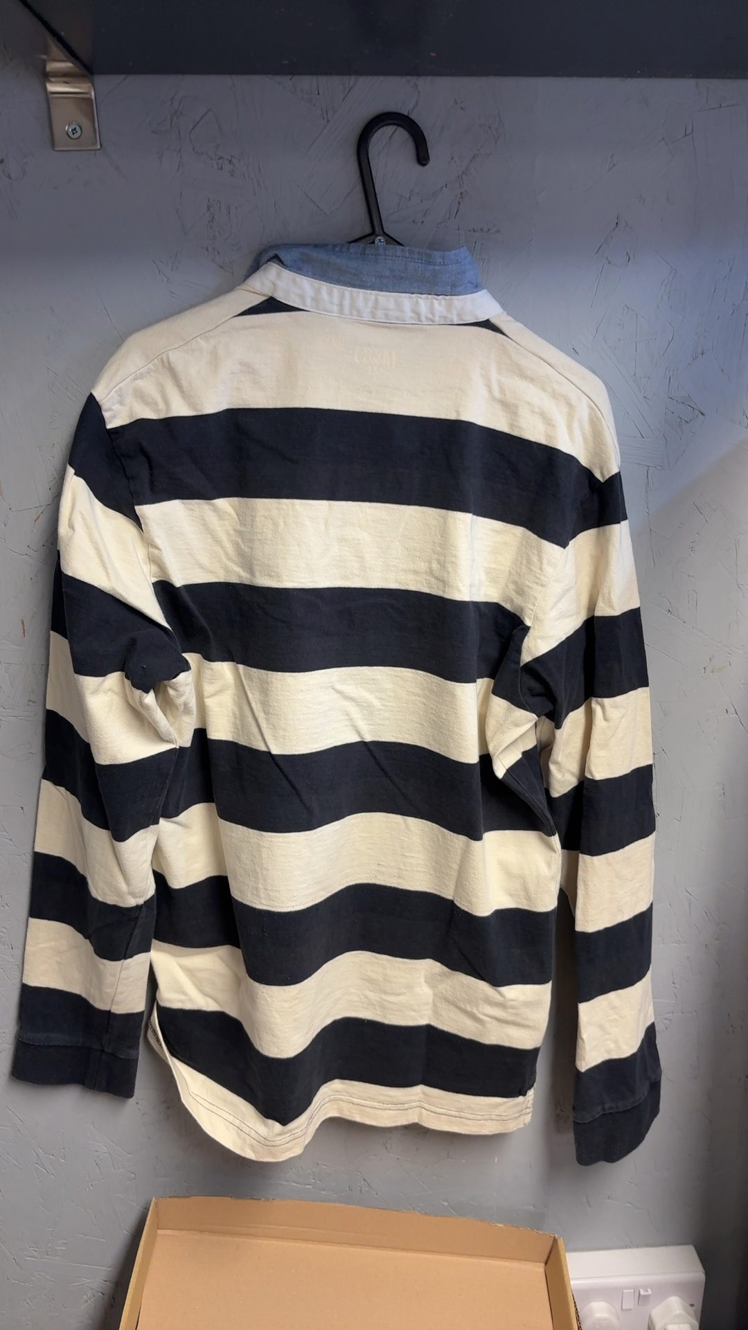 M&Co Black & White Stripe Vintage Rugby Shirt Medium Cotton good condition image 3