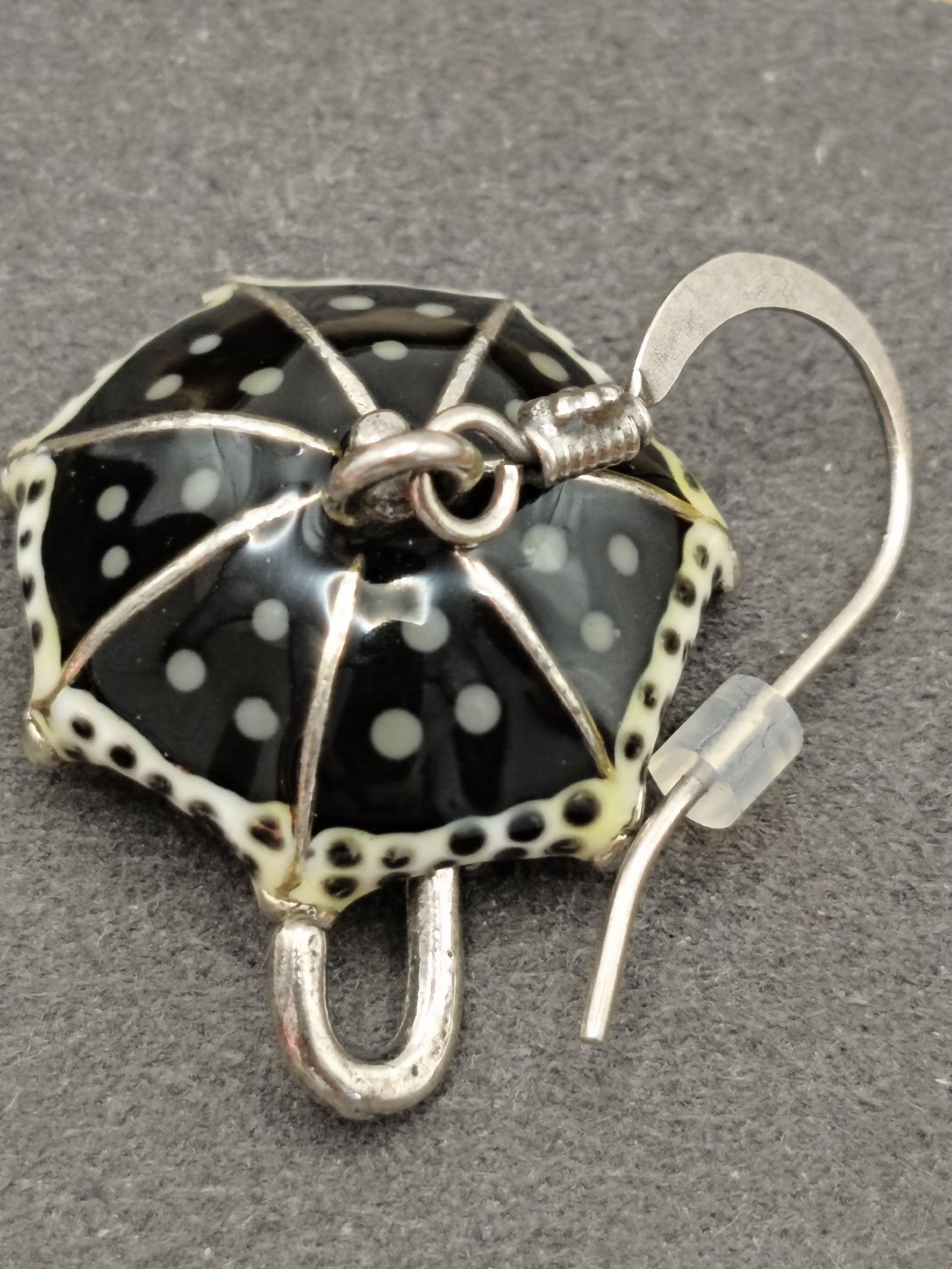 Black & White Umbrella Drop Earrings Women image 5