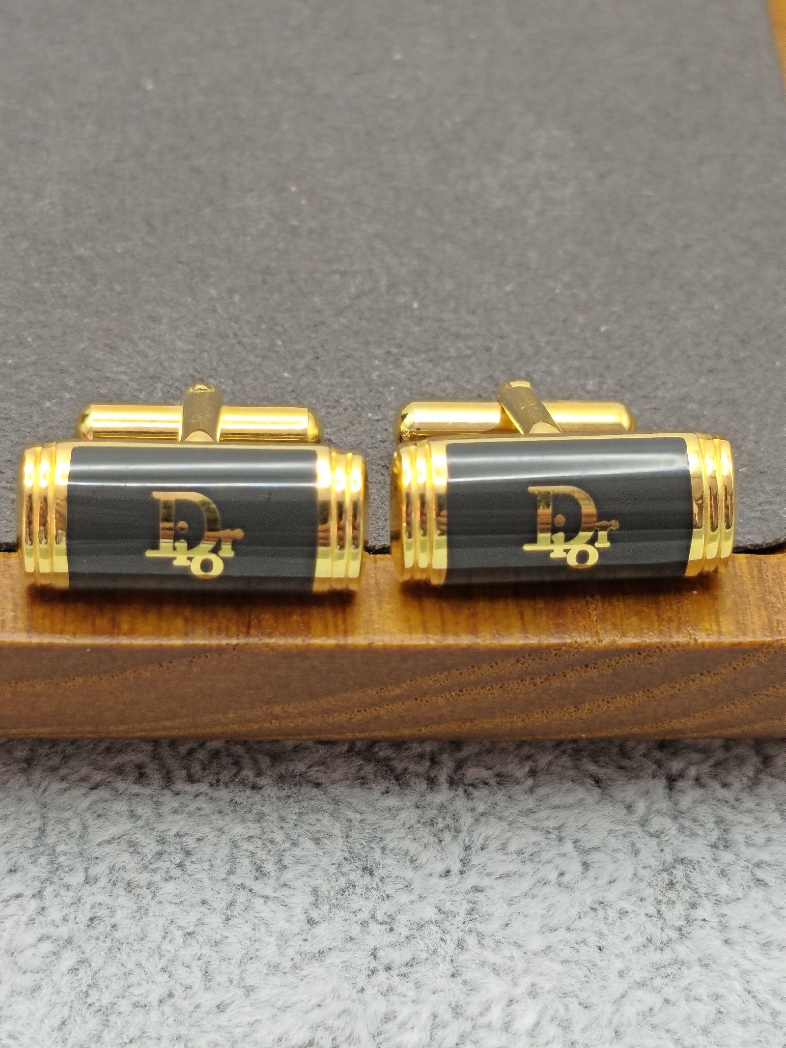 Christian Dior Monsieur Dark Grey & Gold Cufflinks & Tie Clip Set Other image 4