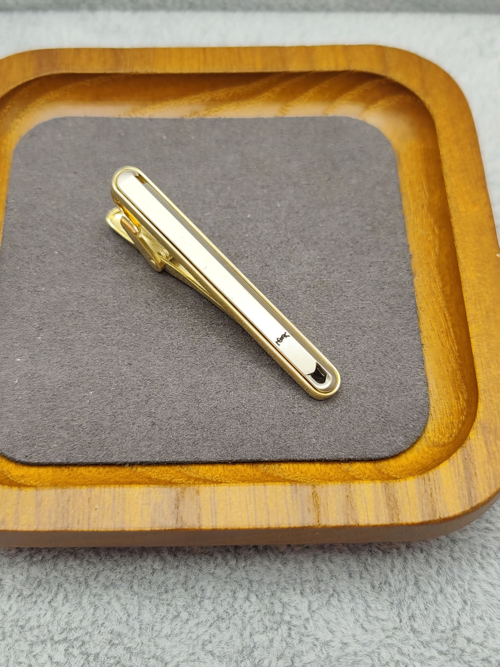 Yves Saint Laurent Gold & silver tone Tie Clip Men's Luxury Accessory image 4