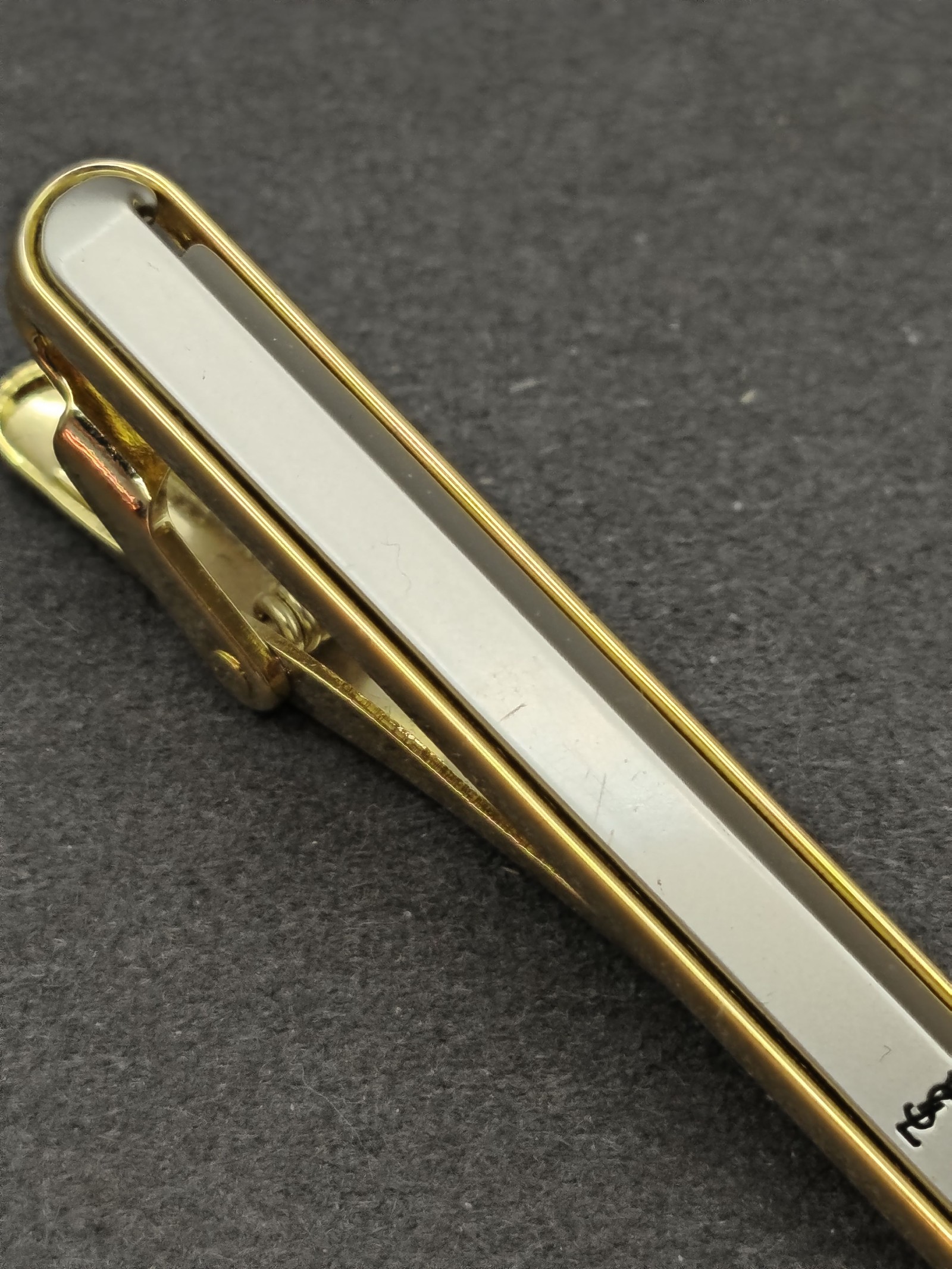 Yves Saint Laurent Gold & silver tone Tie Clip Men's Luxury Accessory image 6