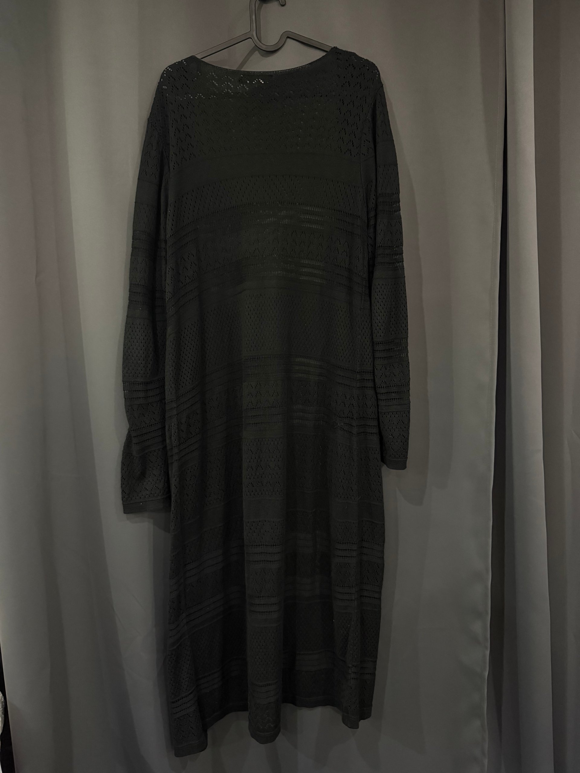 New Look Black Open Knit Long Cardigan Size 18 image 3