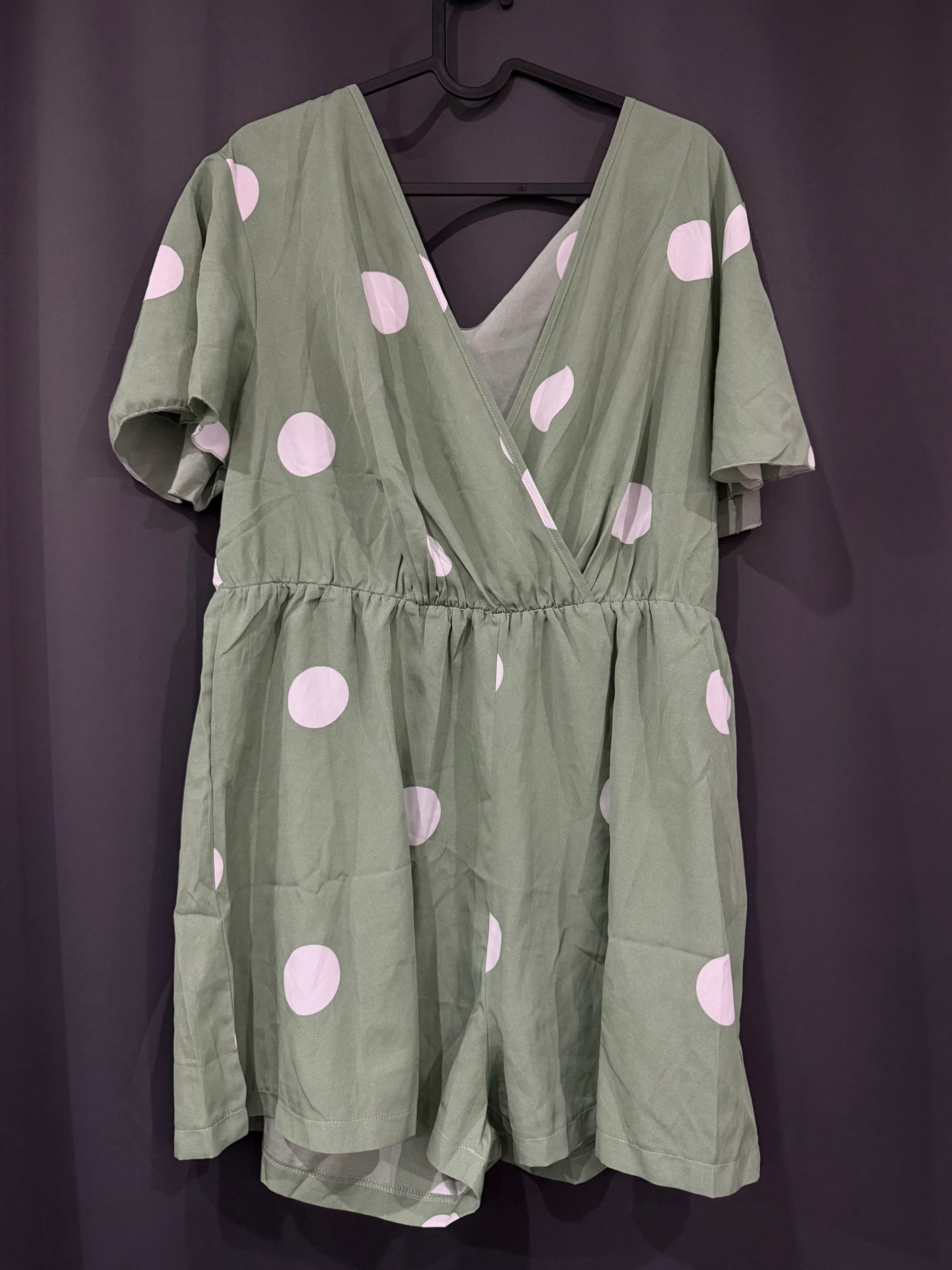 Shein Women's Green & Pink Polka Dot Curve Romper 1XL