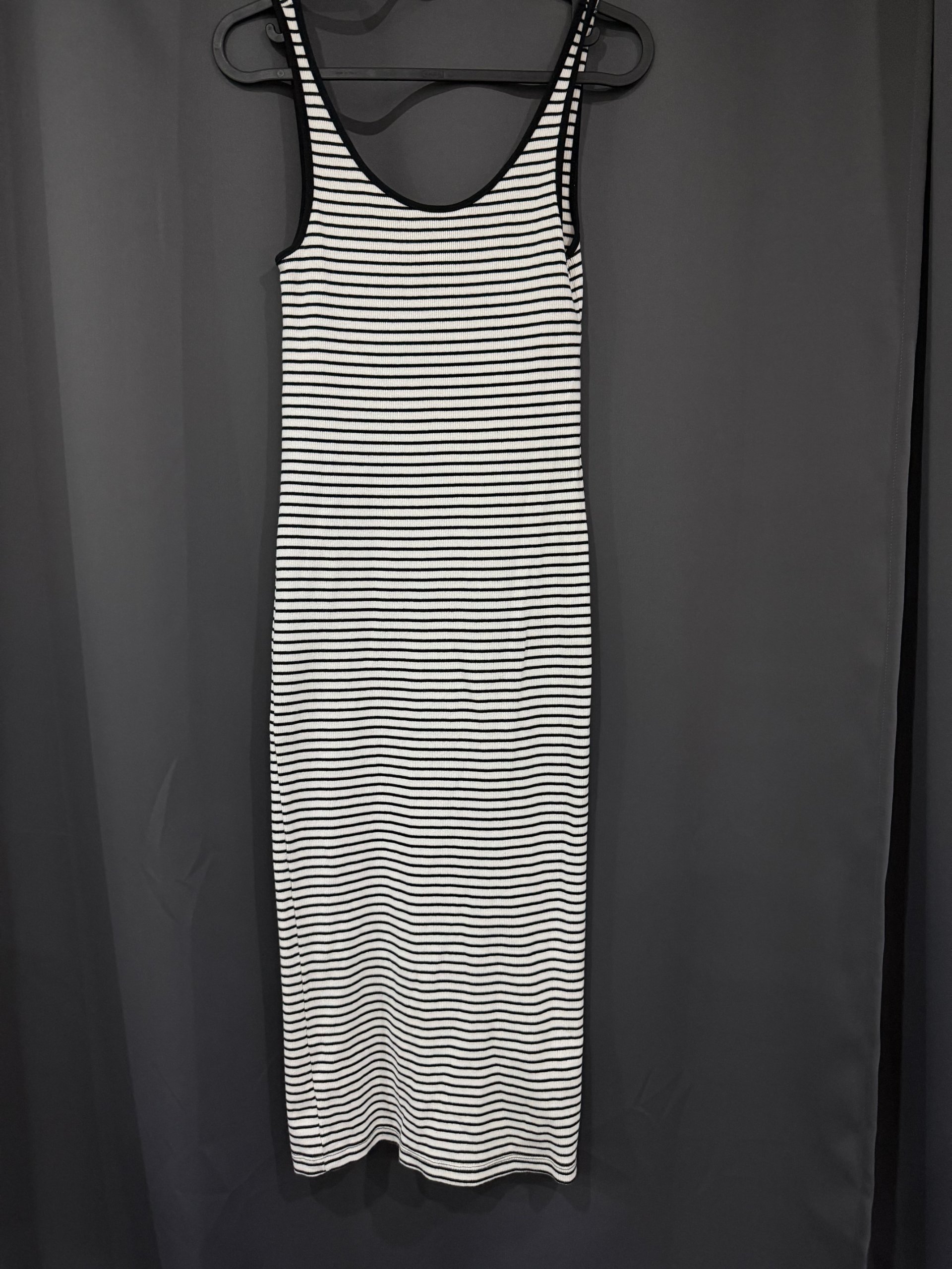 Striped Black & White Sleeveless Dress Small