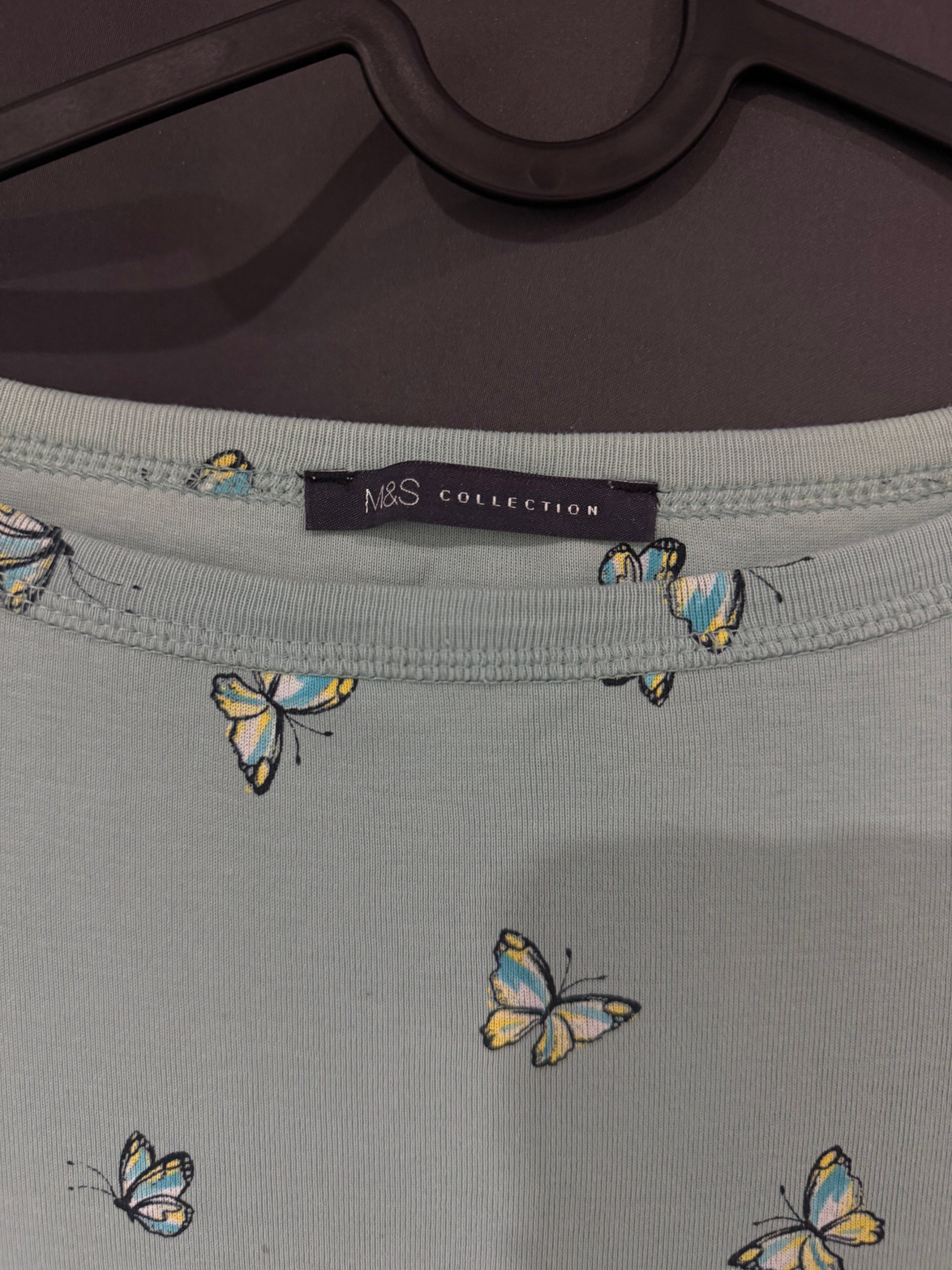M&S Collection Women's Grey Butterfly Print T-Shirt Small image 2