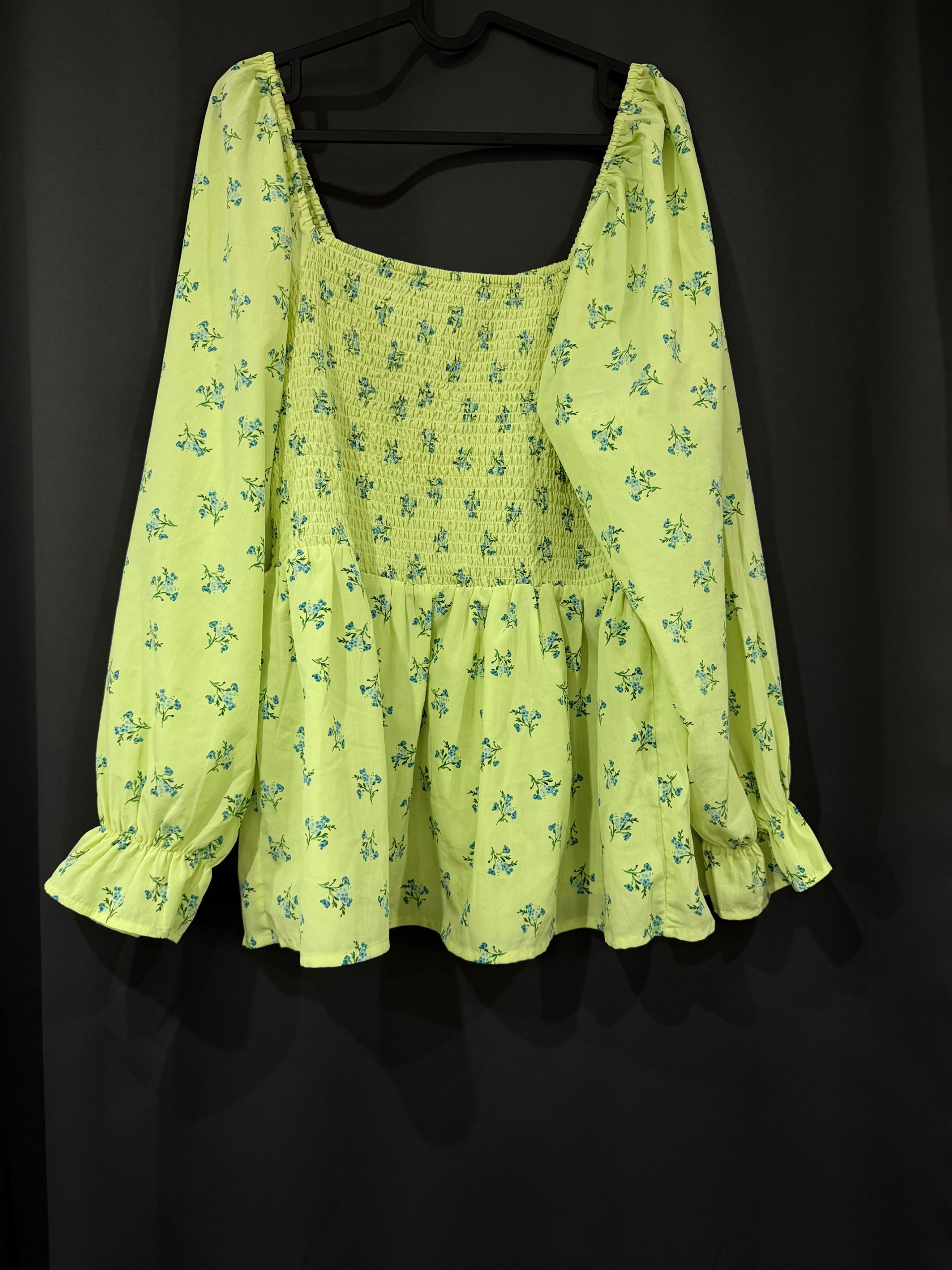 Simply Be Women's Lime Green & Blue Floral Peplum Top Large