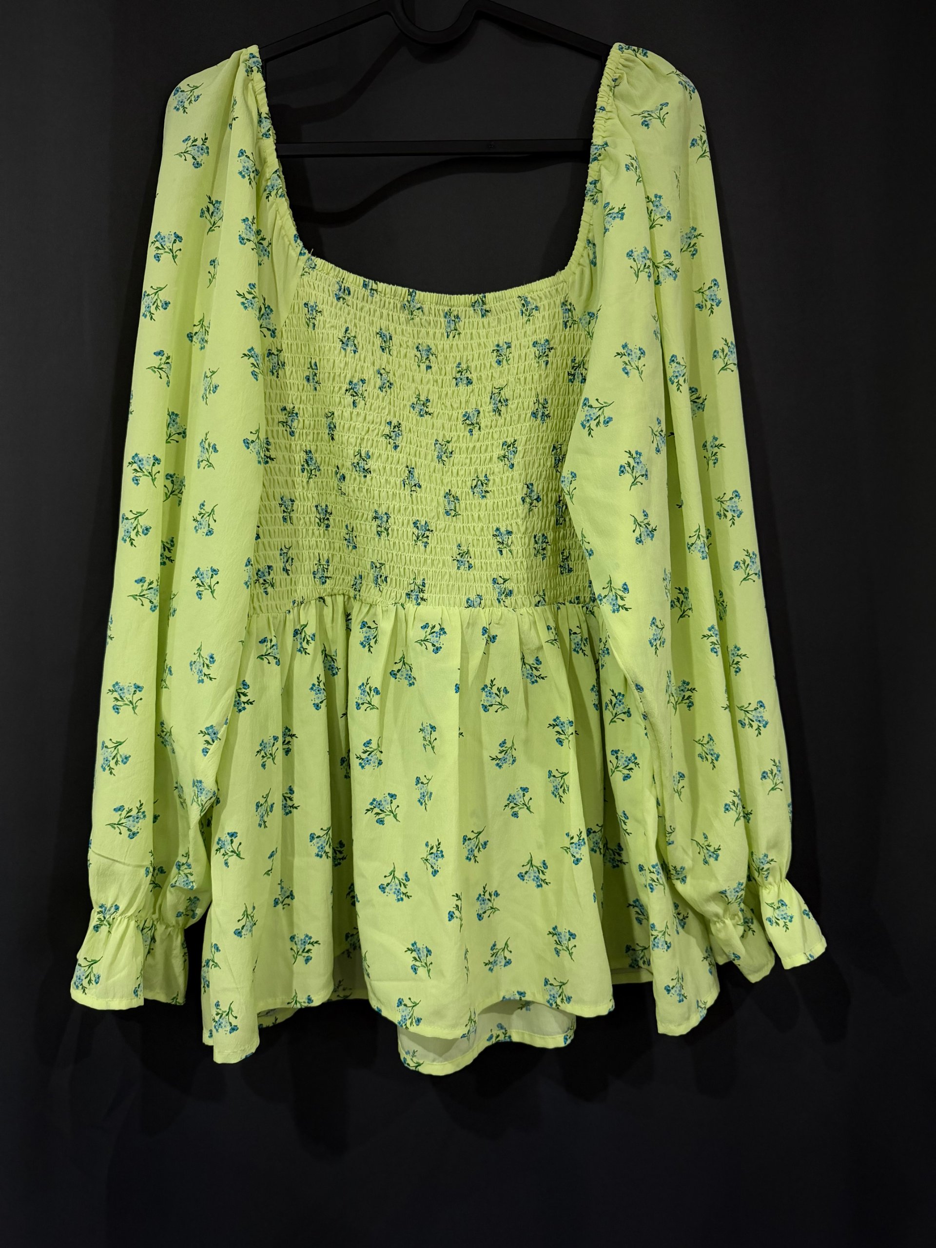 Simply Be Women's Lime Green & Blue Floral Peplum Top Large image 2
