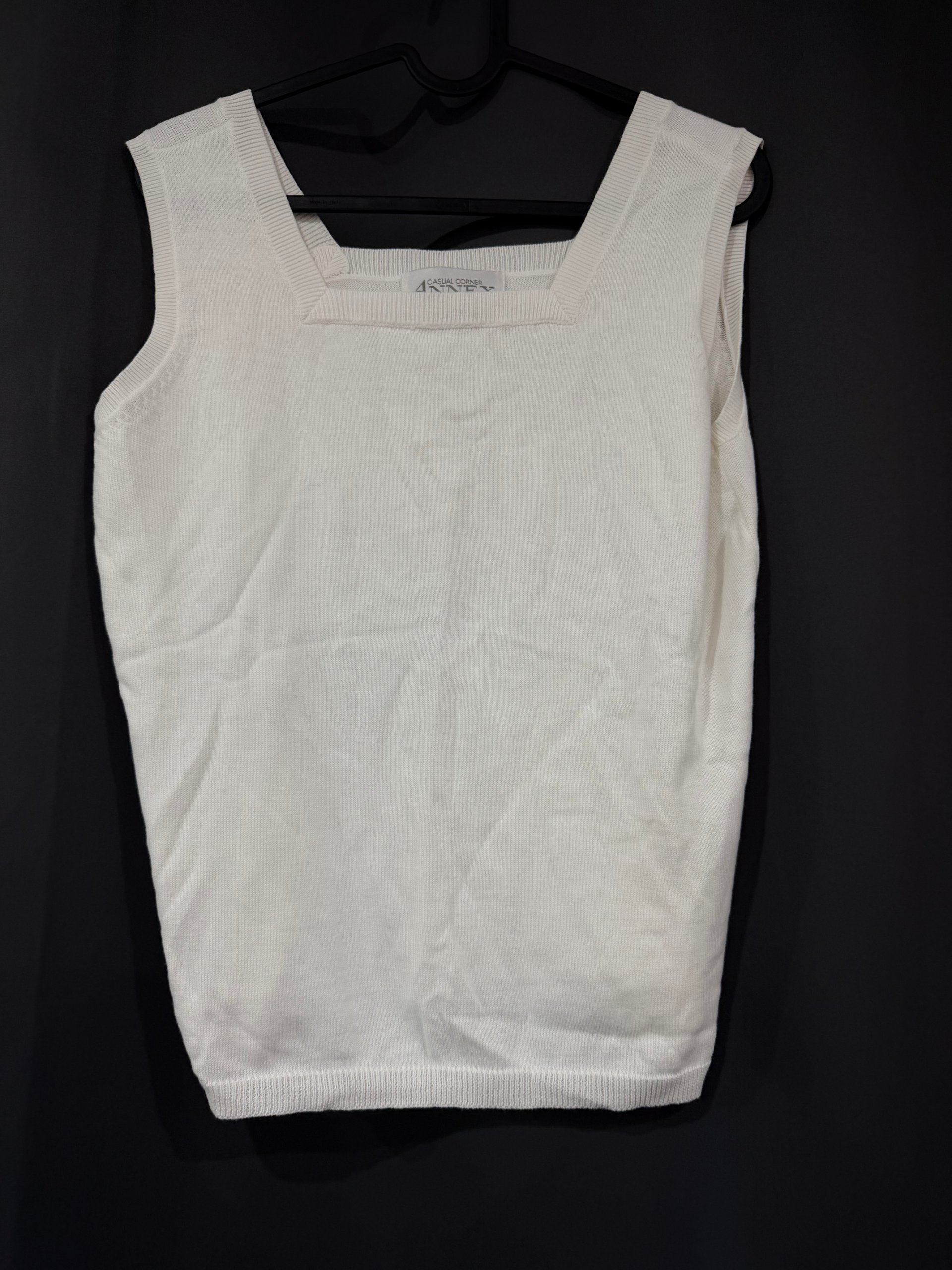 Annex White Cotton & Acrylic Knit Tank Top Large Casual Corner